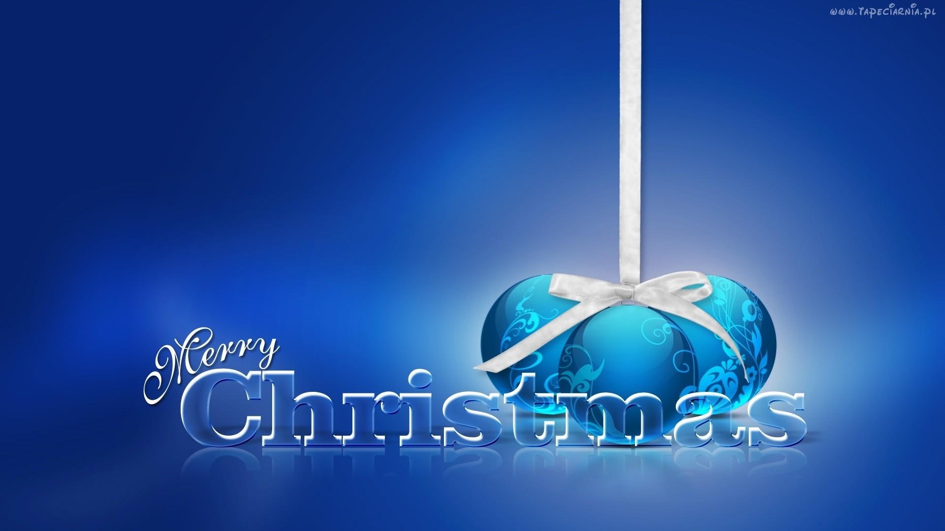3d and abstract, decoration, merry, blue, beautiful, christmas, 1080P, HD Wallpaper