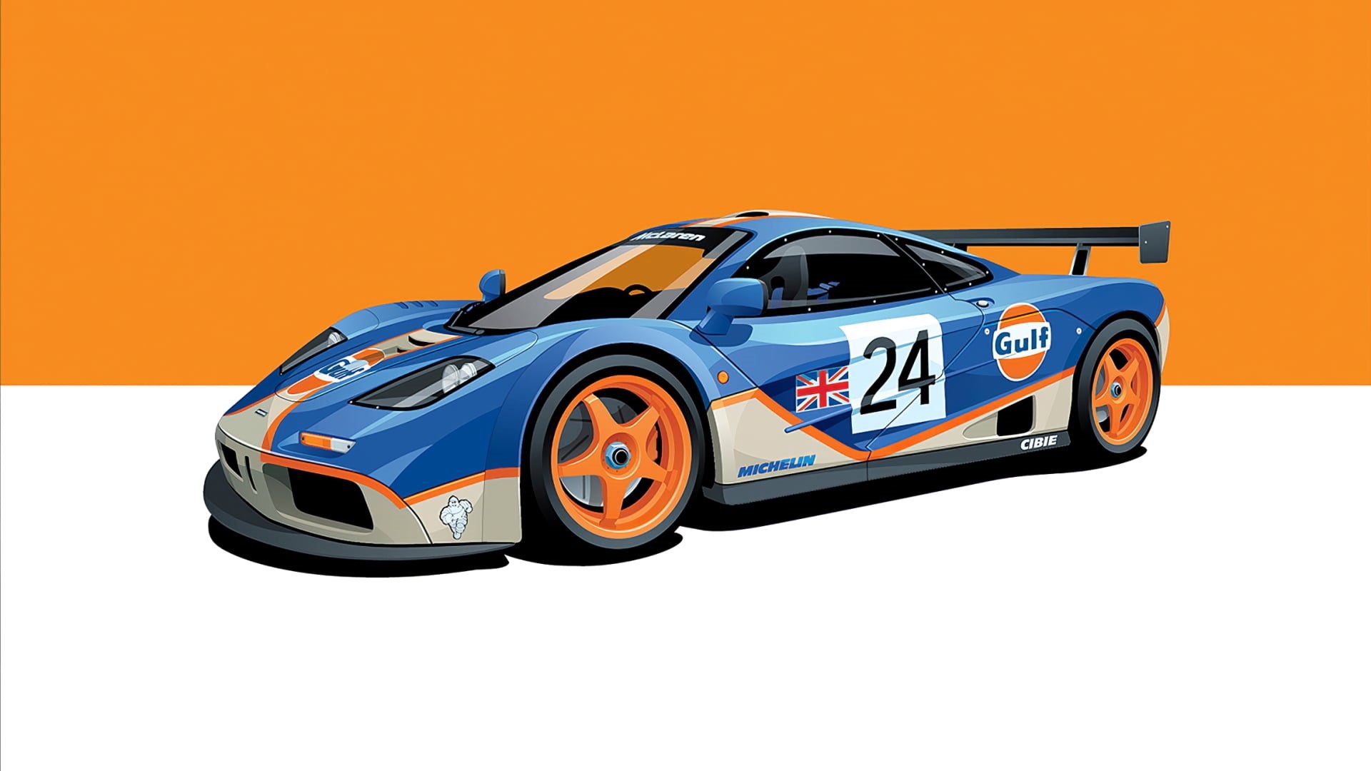 poster, gulf, 1080P, Le Mans, McLaren F1 GTR, race cars, HD Wallpaper