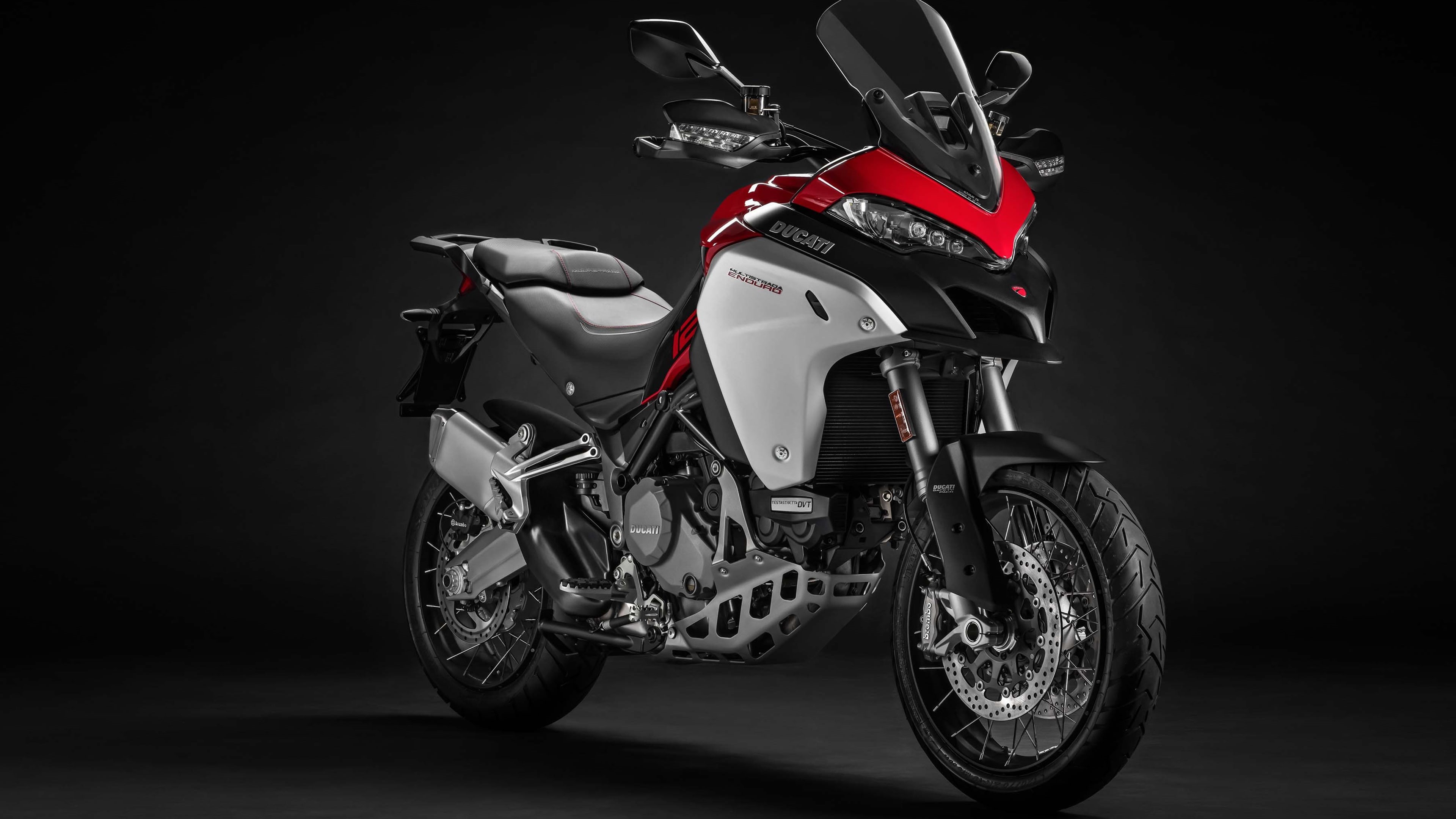 Ducati, studio shot, mode of transportation, silver colored, transportation, single object, Multistrada, luxury, black background, 4K, close-up, activity, HD Wallpaper