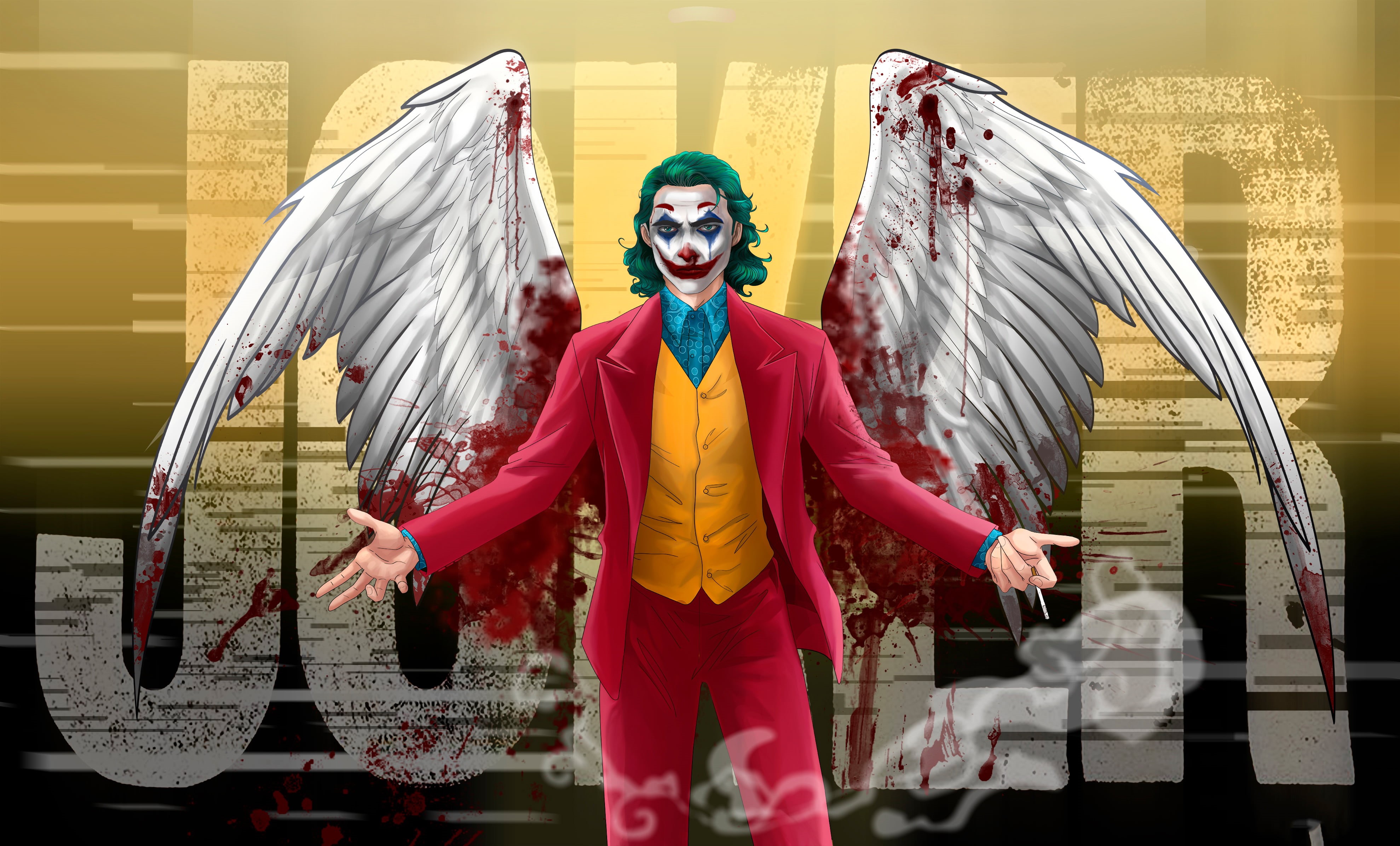 Blood, 4K, Wings, Joker, Joaquin Phoenix, Movie, HD Wallpaper