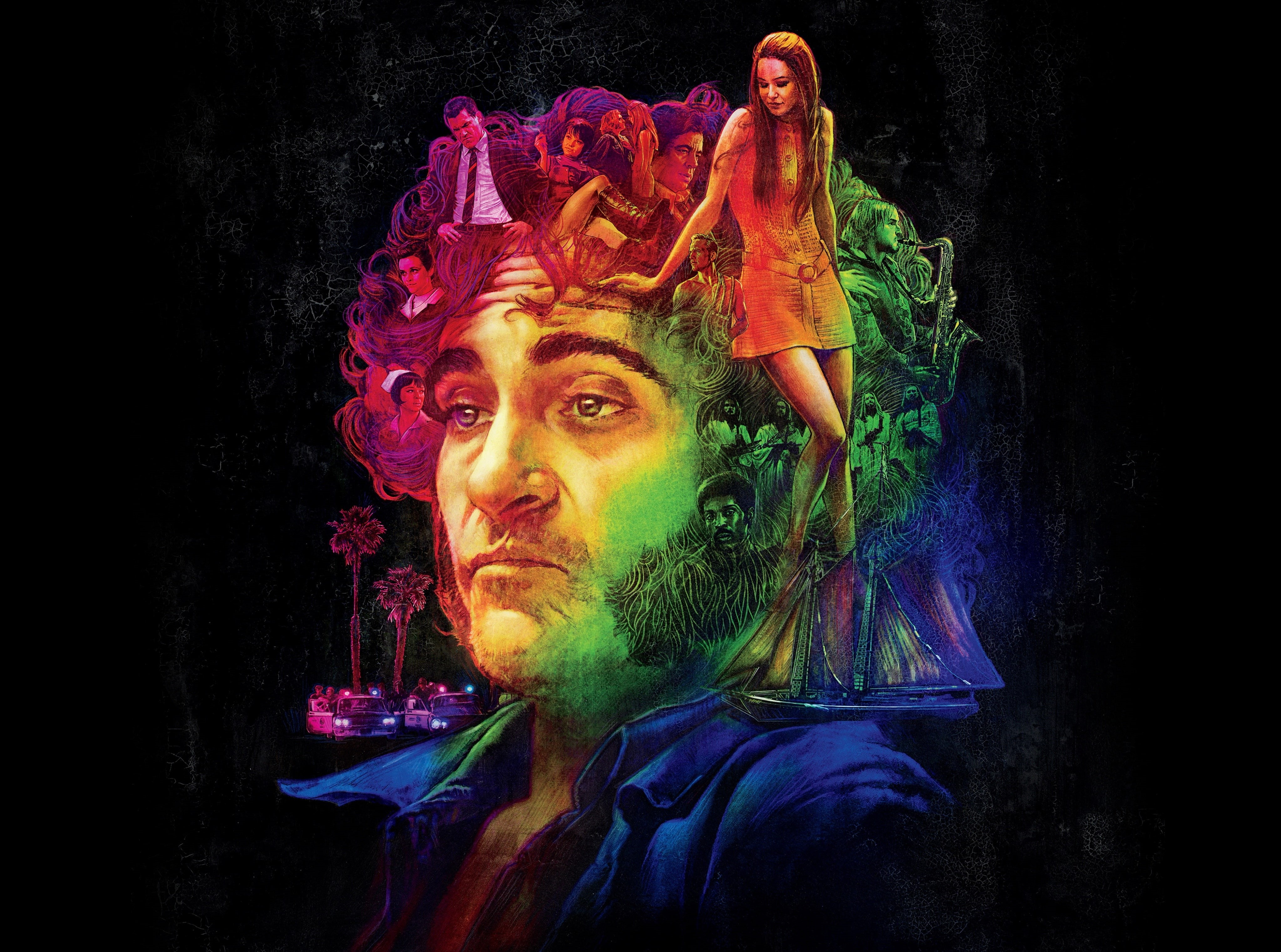 digital composite, indoors, young adult, human face, painting, men, Inherent Vice, paint, body paint, man, wig, woman, one person, Movie, make-up, portrait, HD Wallpaper