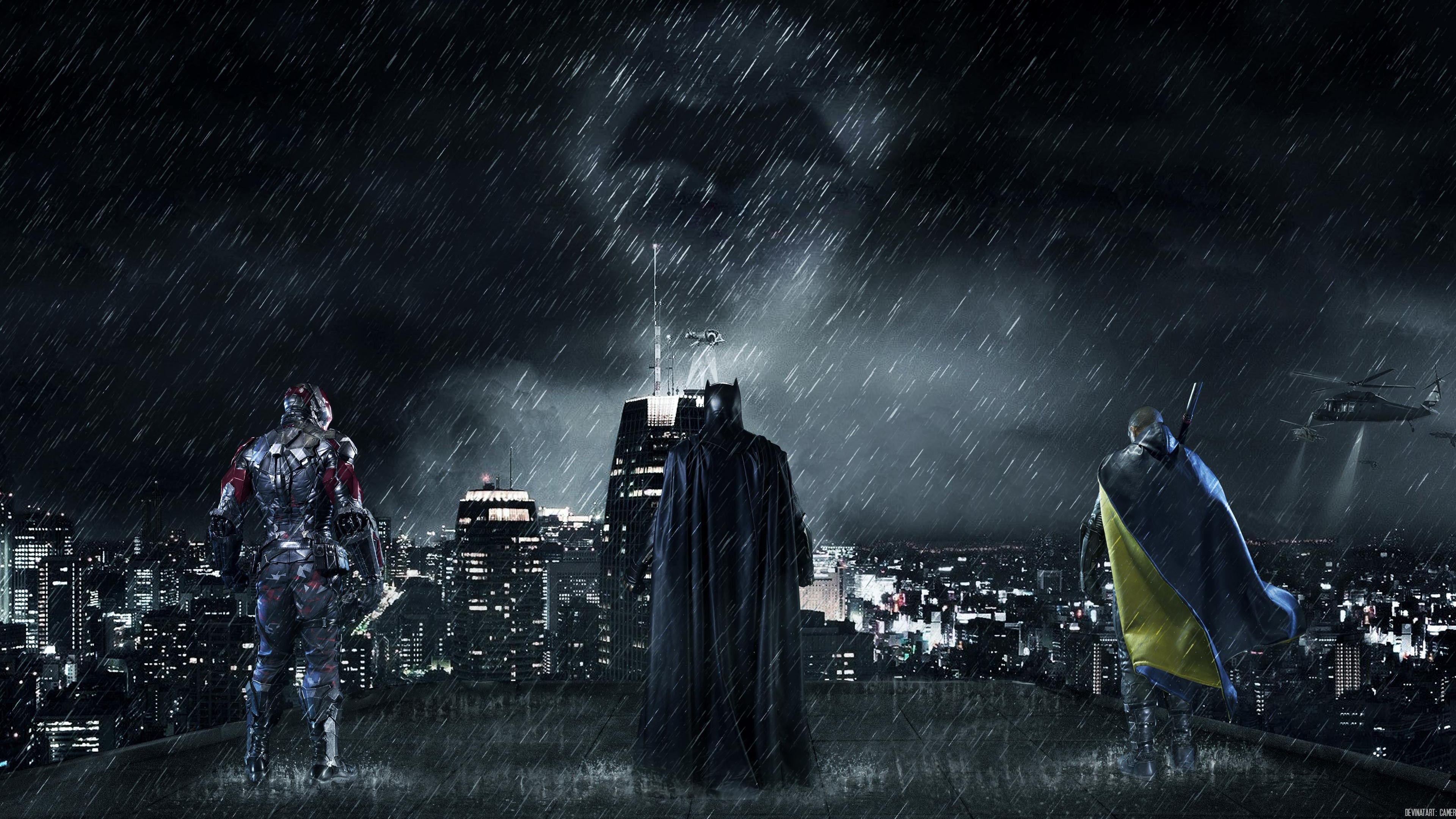 rain, batman, k, gotham, 4K, city, gotham city, hero, 4k, night, HD Wallpaper
