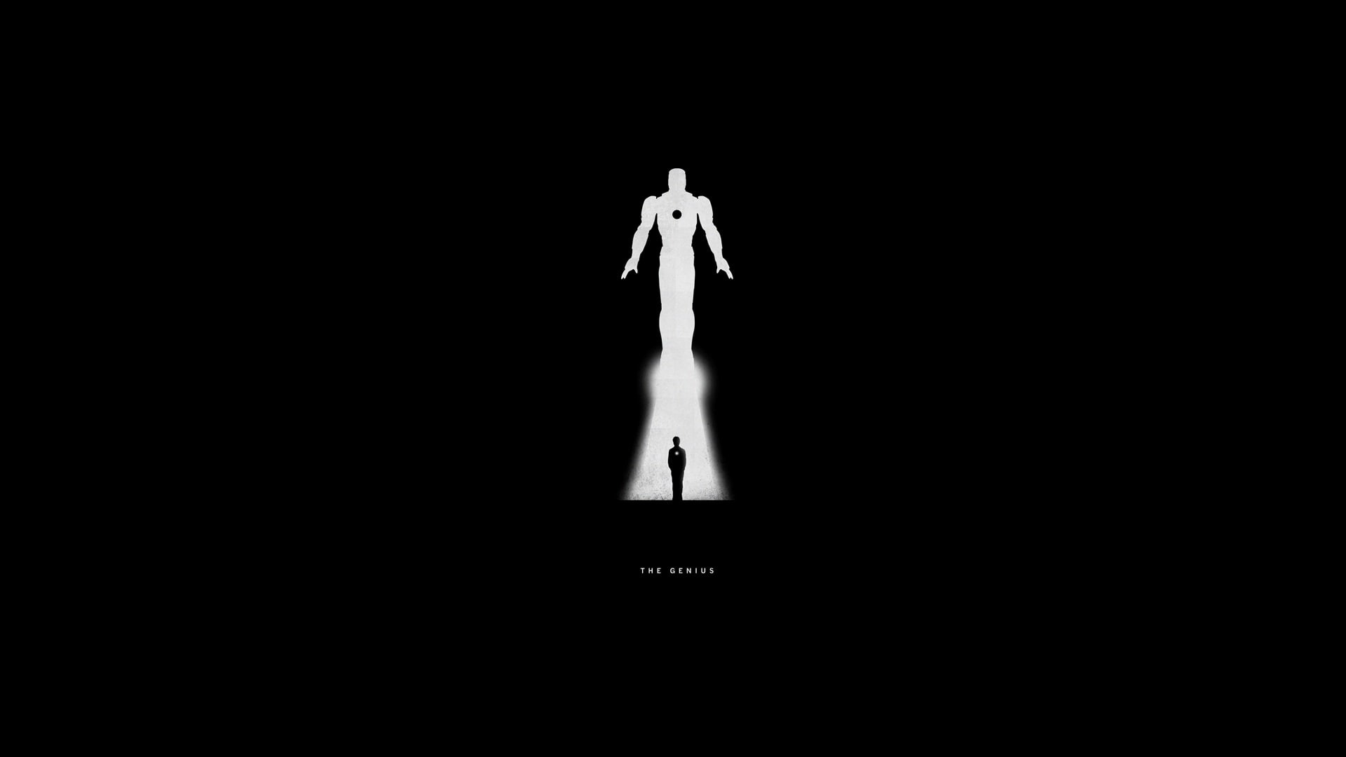 black, 1080P, cartoon/comic, hd, bw, man, iron, marvel, HD Wallpaper