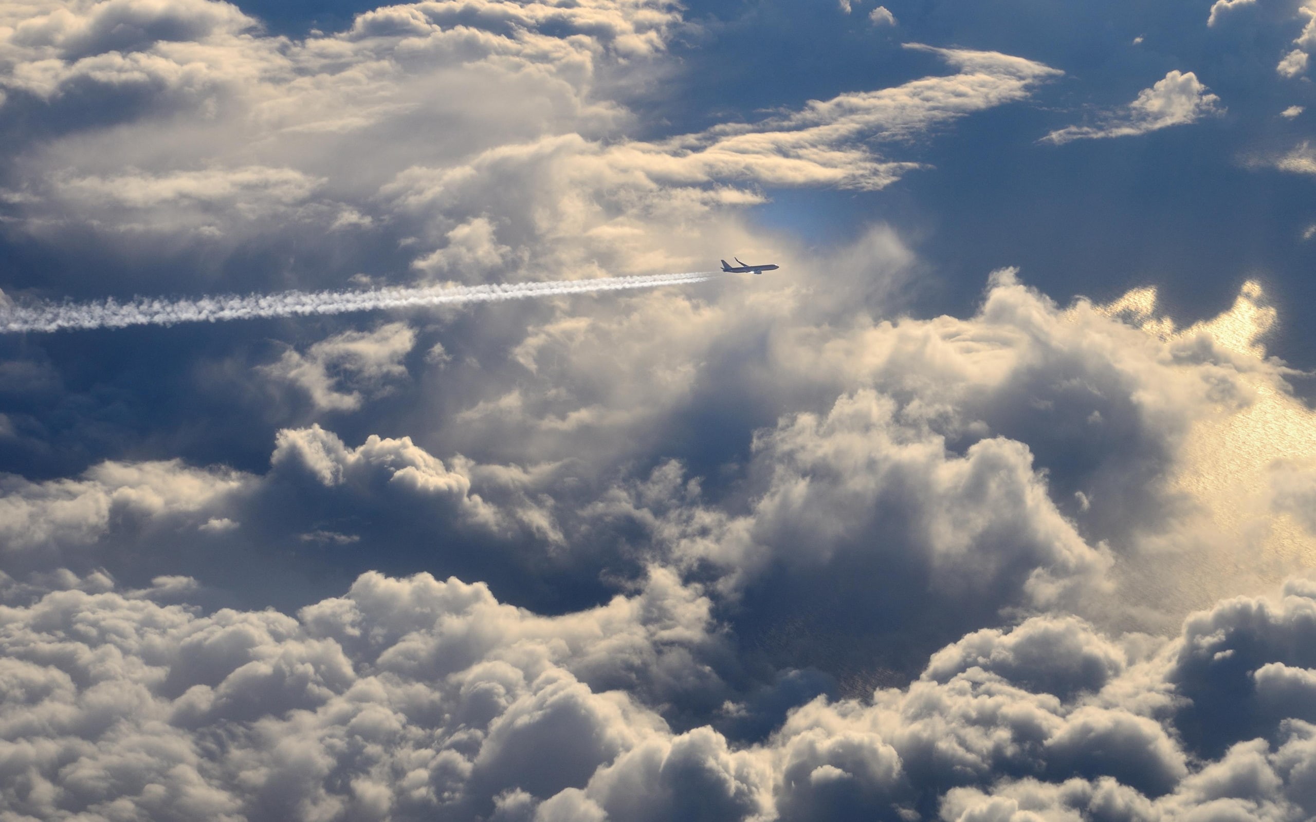airplane, hd, plane, nature, sky, clouds, 2K, gray, HD Wallpaper
