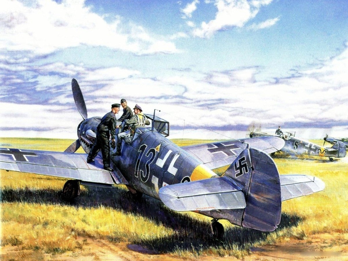 Messerschmitt Bf-109, Germany, artwork, Luftwaffe, military aircraft, Messerschmitt, 480P, World War II, HD Wallpaper