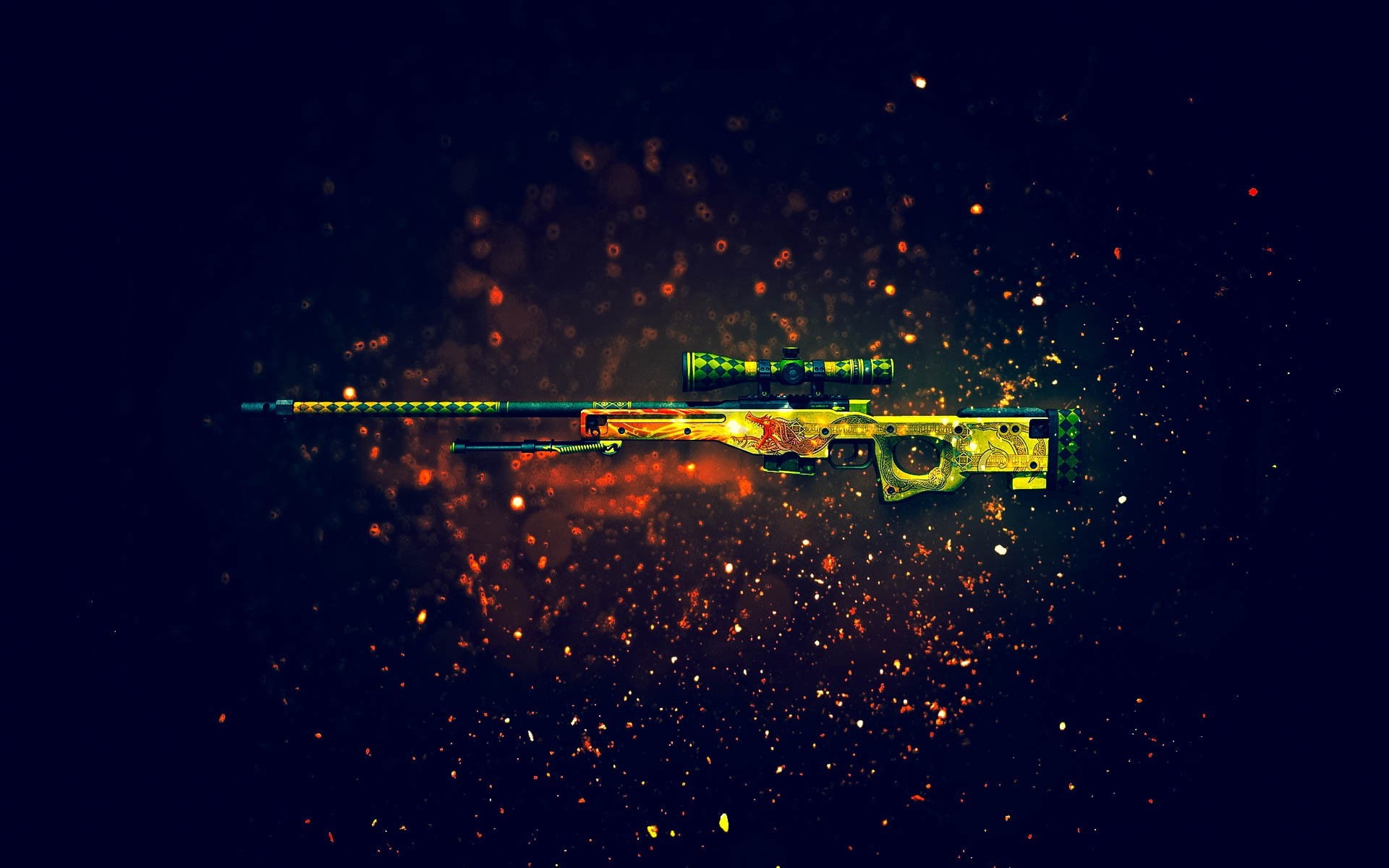 gun, sniper rifle, 1080P, Counter-Strike: Global Offensive, Dragon Lore, Accuracy International AWP, weapon, dragon, HD Wallpaper