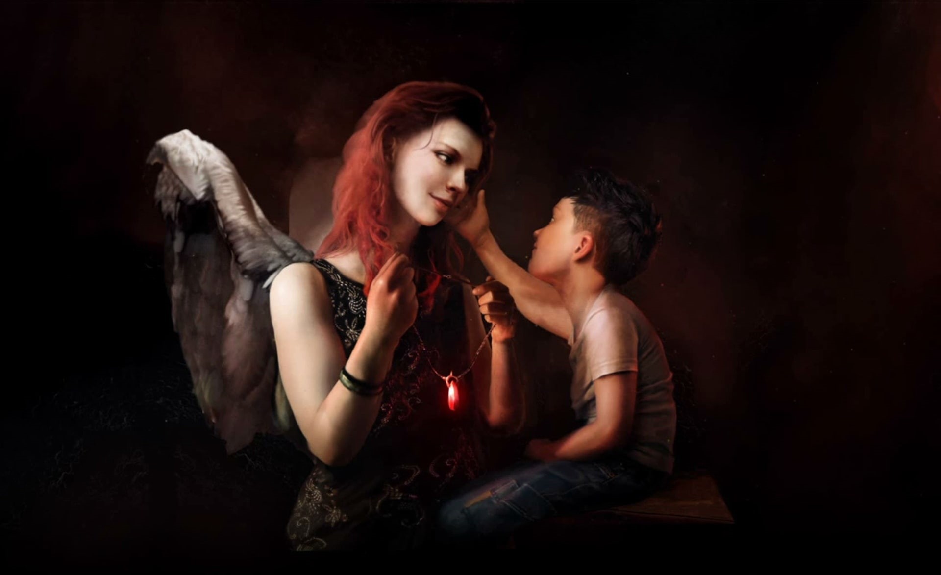 devil-may-cry, dante, heterosexual couple, night, dark, beautiful woman, adult, young couple, indoors, 1080P, women, dyed red hair, Games, Devil May Cry, HD Wallpaper