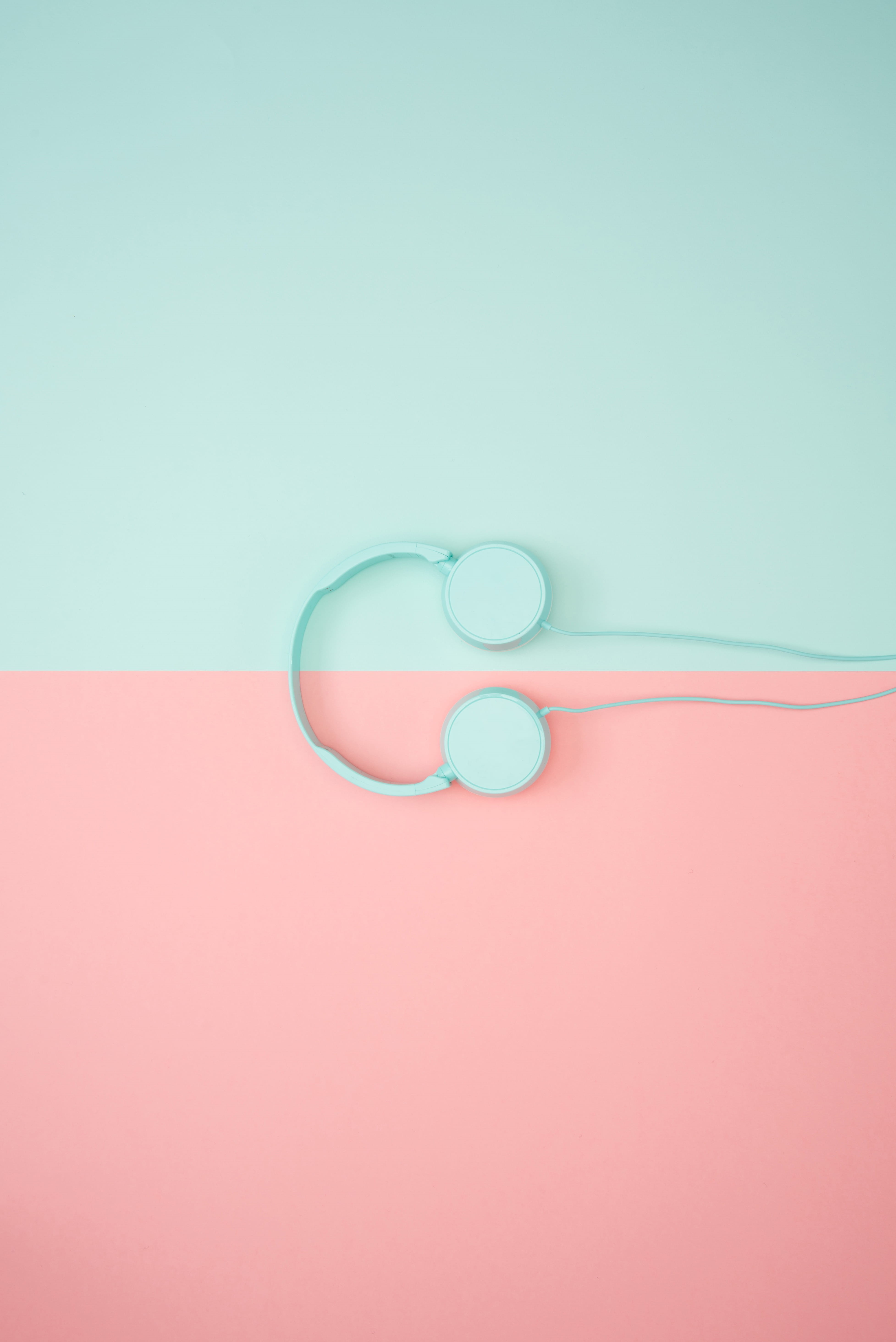 copy space, 5K, music, still life, colorful, colored background, no people, shape, pink background, single object, blue, directly above, studio shot, love, Phone HD Wallpaper