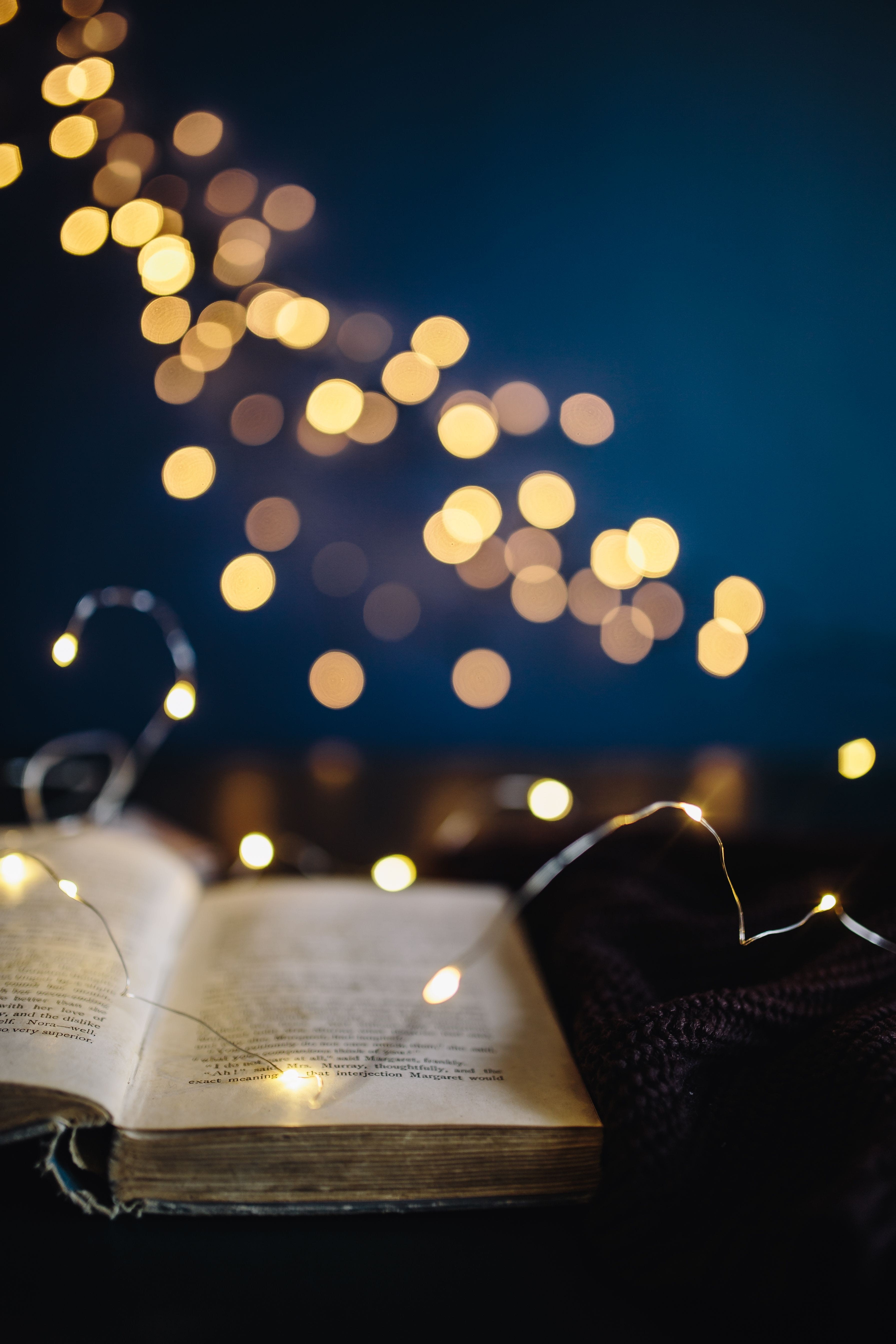 christmas decoration, winter, nature, tea light, fairy, indoors, sky, lights, bokeh, time, focus on foreground, no people, illuminated, Fairy Lights, table, Phone HD Wallpaper