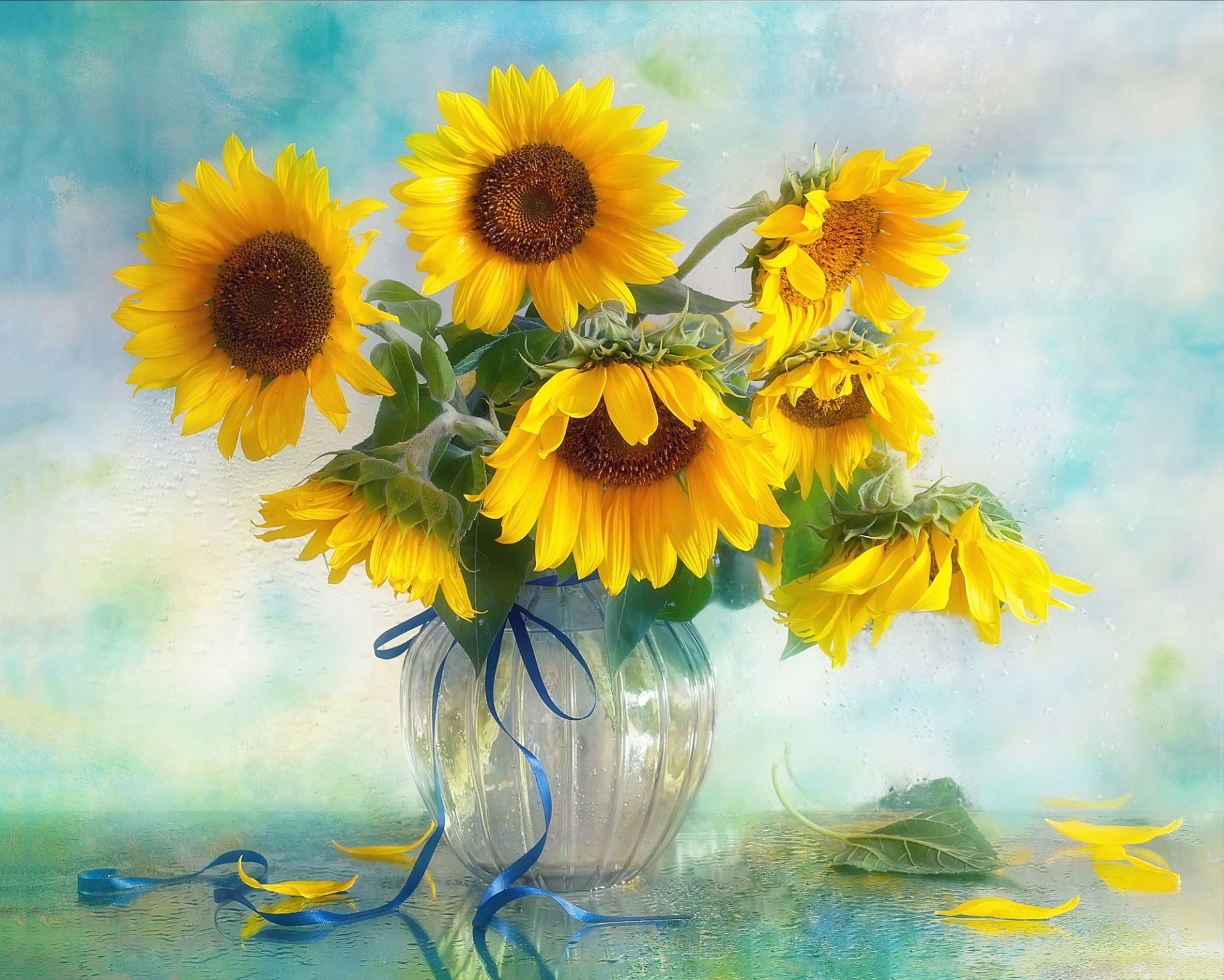 Earth, Sunflower, 1080P, Vase, Flower, Man Made, Yellow Flower, Still Life, HD Wallpaper