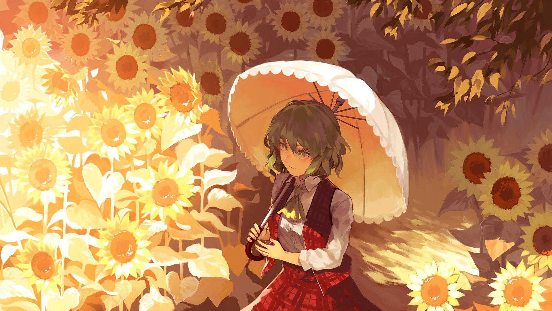 real people, women, front view, waist up, lifestyles, illuminated, child, innocence, leisure activity, umbrella, 1080P, touhou, floral pattern, pattern, HD Wallpaper