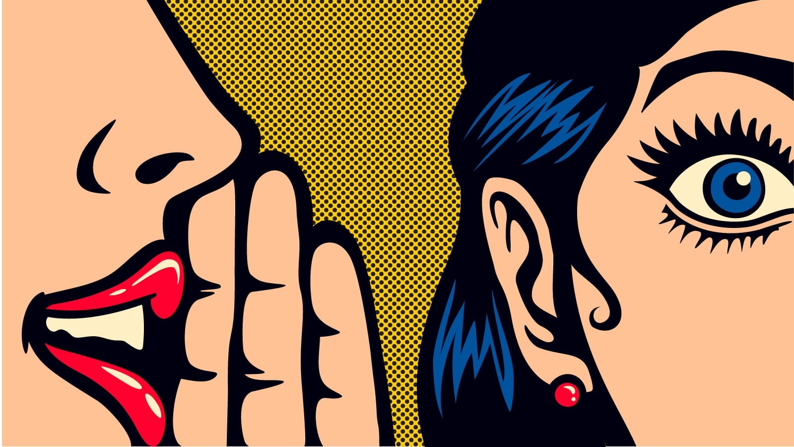 black hair, blue eyes, digital art, fingers, dots, lips, 720P, women, popart, face, HD Wallpaper