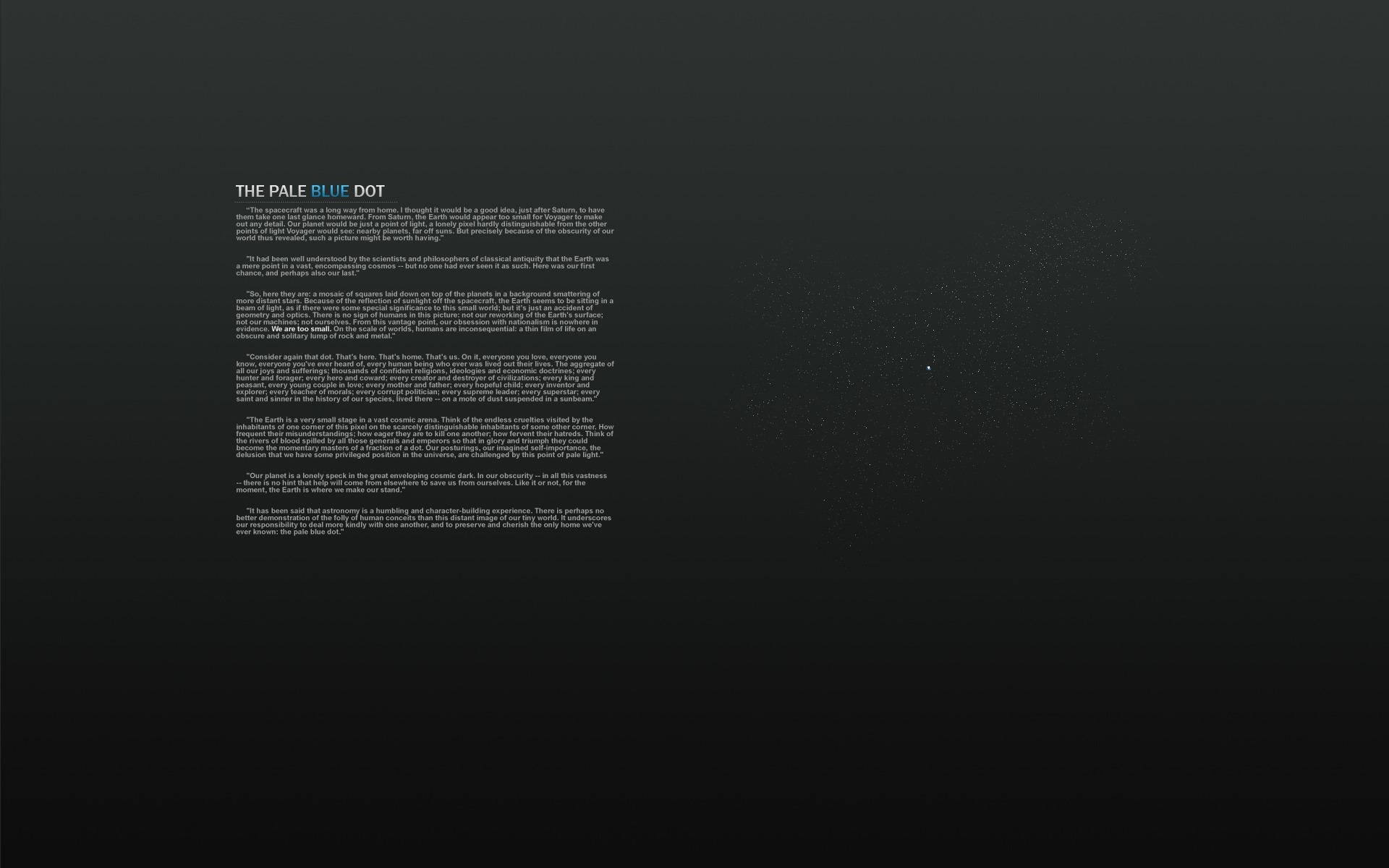1920x1200, 1080P, blue, the pale blue dot, dot, pale, quotes, HD Wallpaper