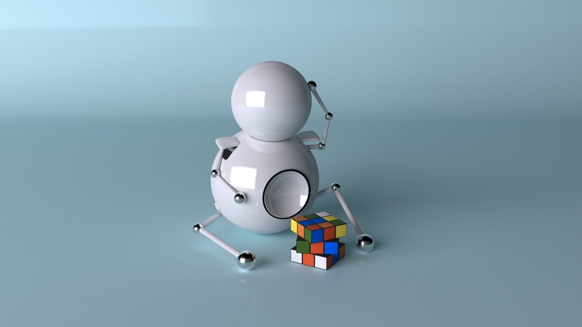 science, still life, small, robot, blue background, backgrounds, technology, isolated, fun, no people, illustration, characters, indoors, people, white, HD Wallpaper
