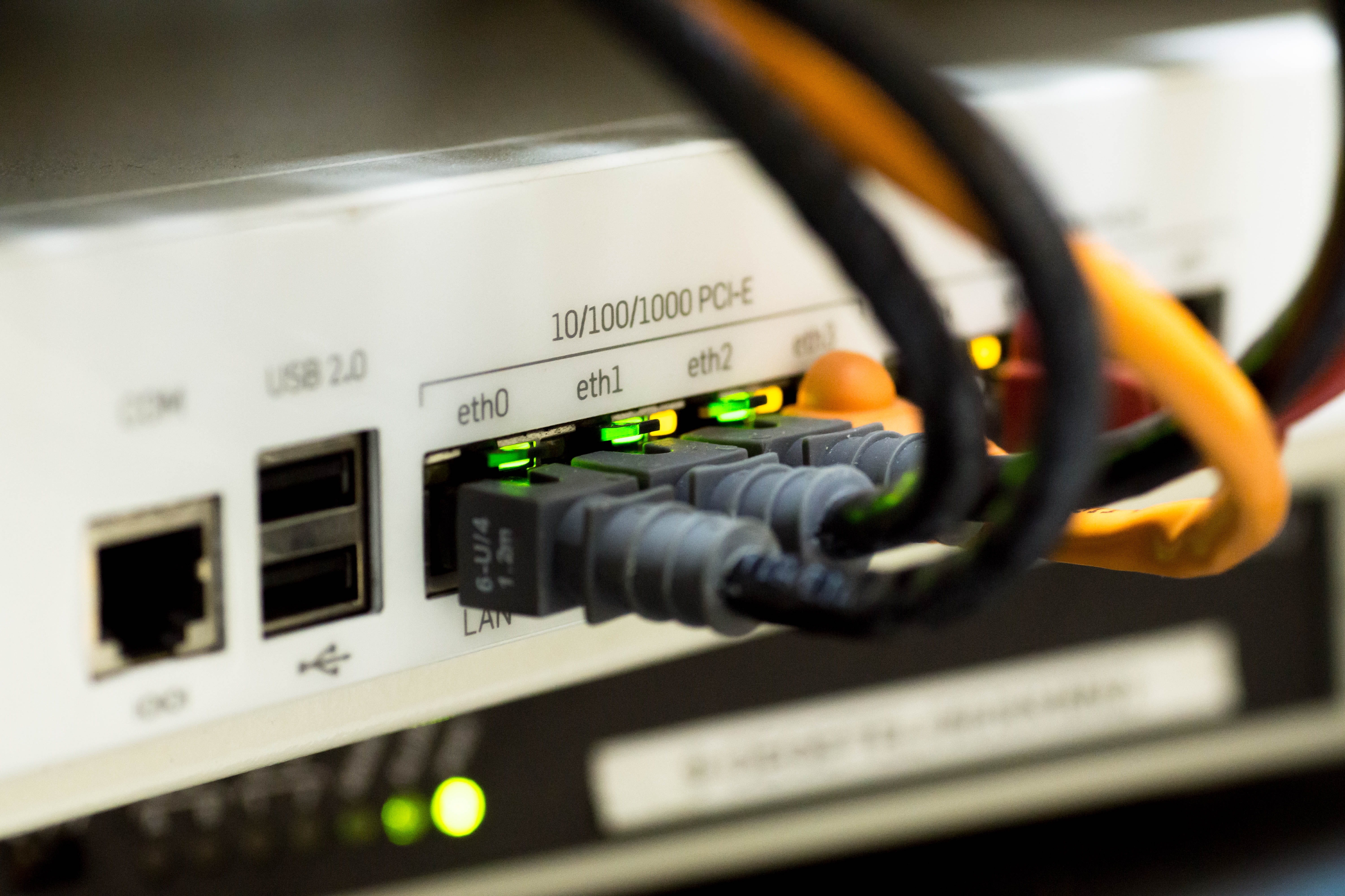 ethernet, depth of field, close-up, number, cables, white, switch, turned, internet, computer network, lan cables, selective focus, equipment, 5K, control, HD Wallpaper