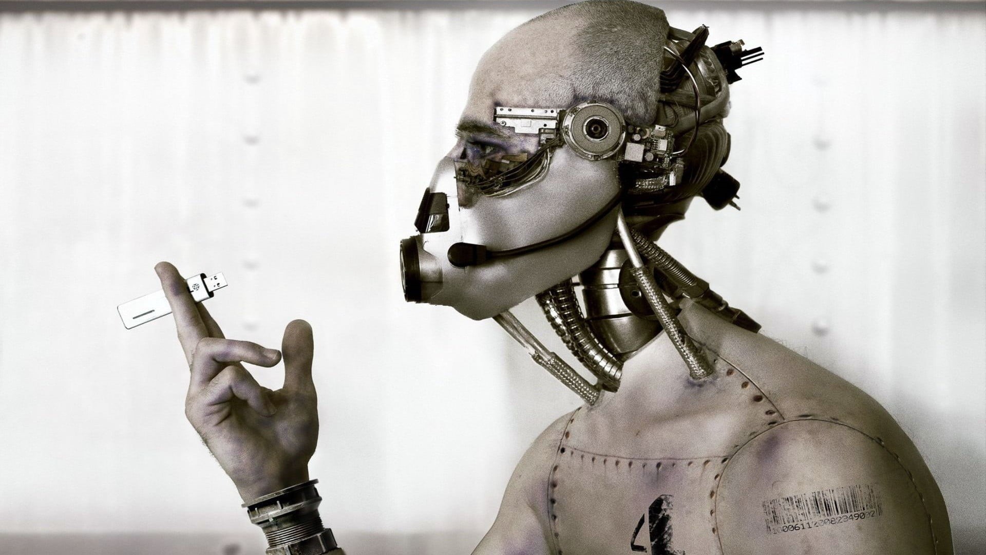 USB, one person, representation, robot, headshot, obscured face, disguise, jewelry, fashion, mask, painting, bizarre, cyborg, indoors, mask - disguise, HD Wallpaper