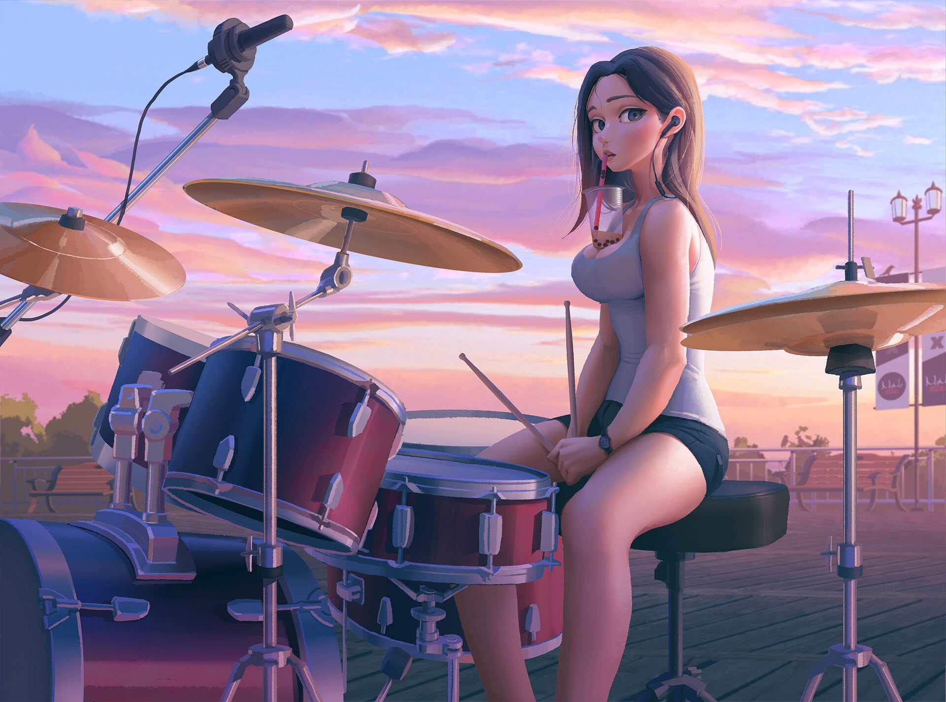 Bo Xun Lin, digital art, artwork, 1080P, battery, field, HD Wallpaper
