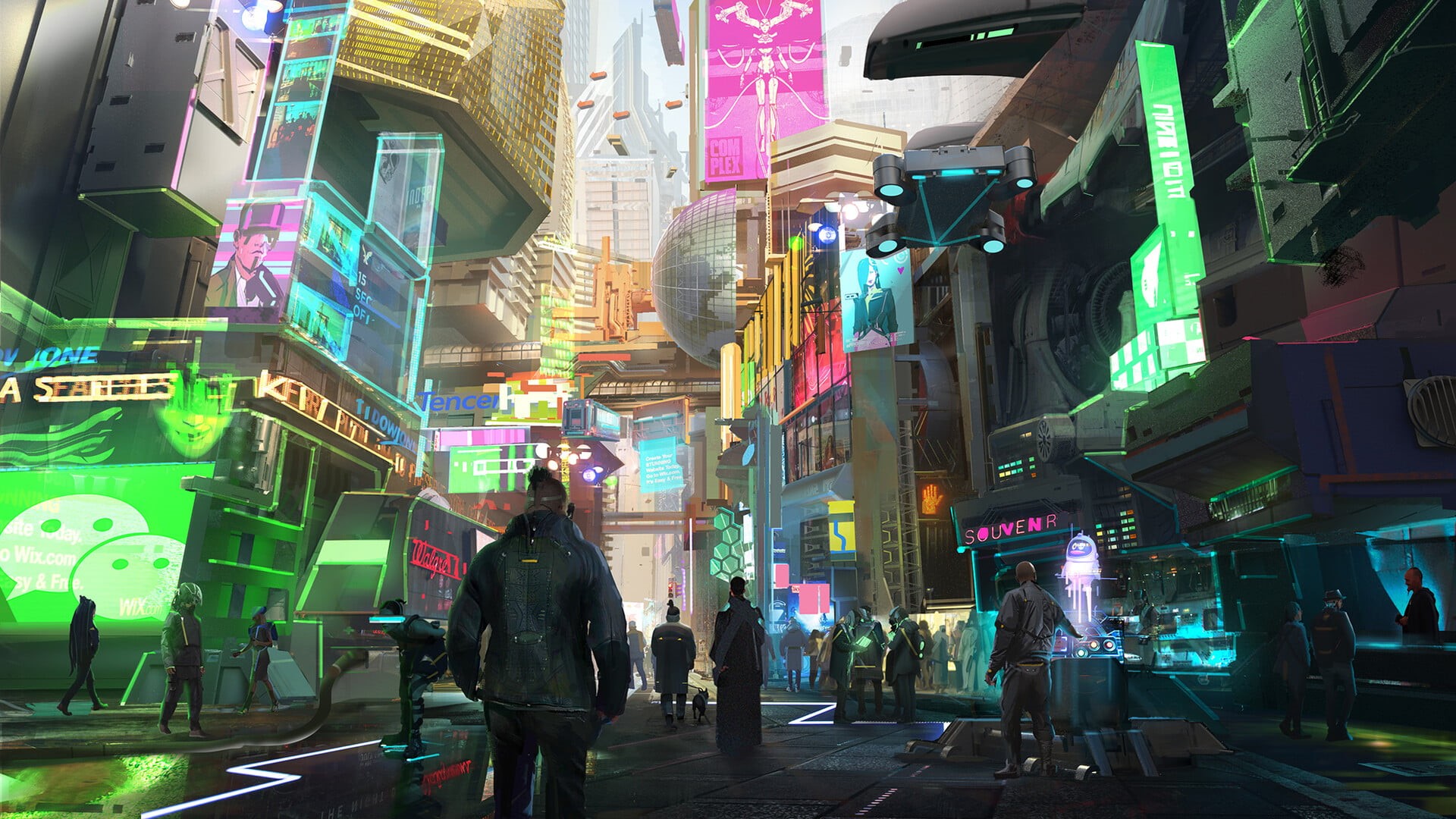 Sci Fi, 1080P, Hologram, Street, Cyberpunk, HD Wallpaper