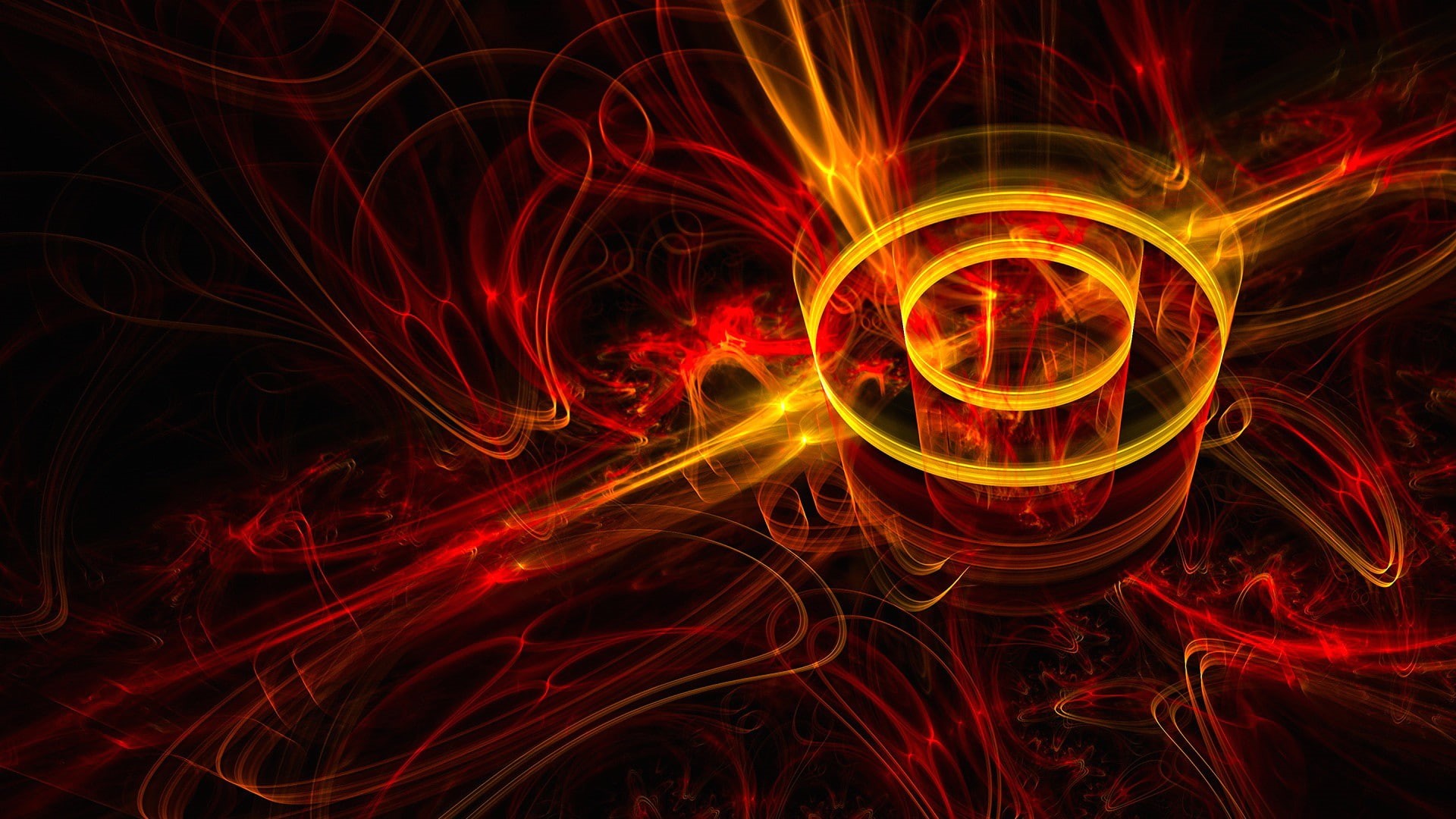 ring, hologram, red, rice, fractal, cylinder volume, 1080P, lynes, fractal Lynes, HD Wallpaper