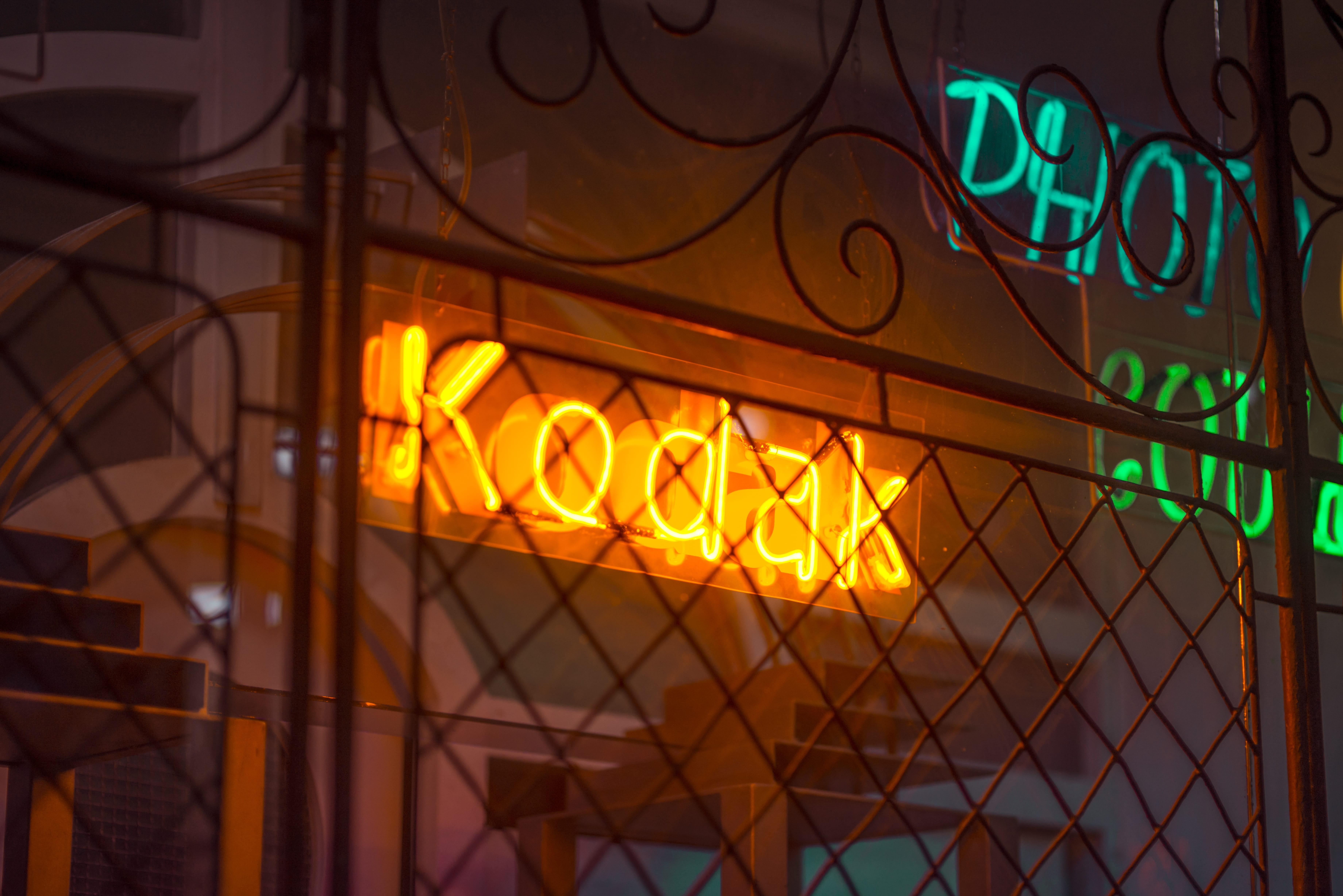 signage, guidance, kodak, neon, no people, orange, night, illuminated, low angle view, shop, glowing, nikon, light fixture, 5K, city, 85mm, light - natural phenomenon, HD Wallpaper