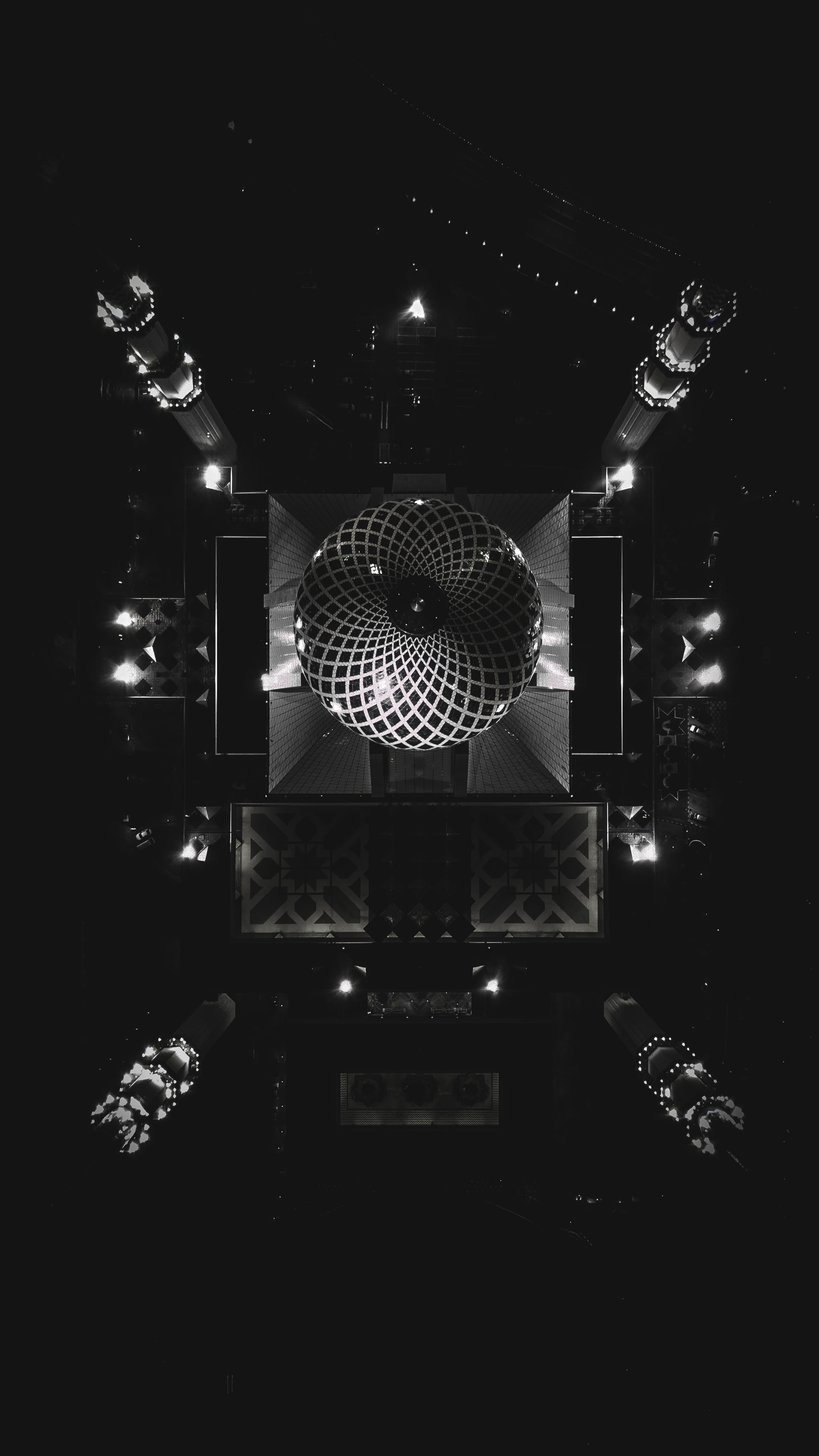 technology, shah alam, masjid, ceiling, nightlife, night, islam, worship, indoors, aerial, ornate, electric light, hanging, restaurant, luxury, no people, Phone HD Wallpaper