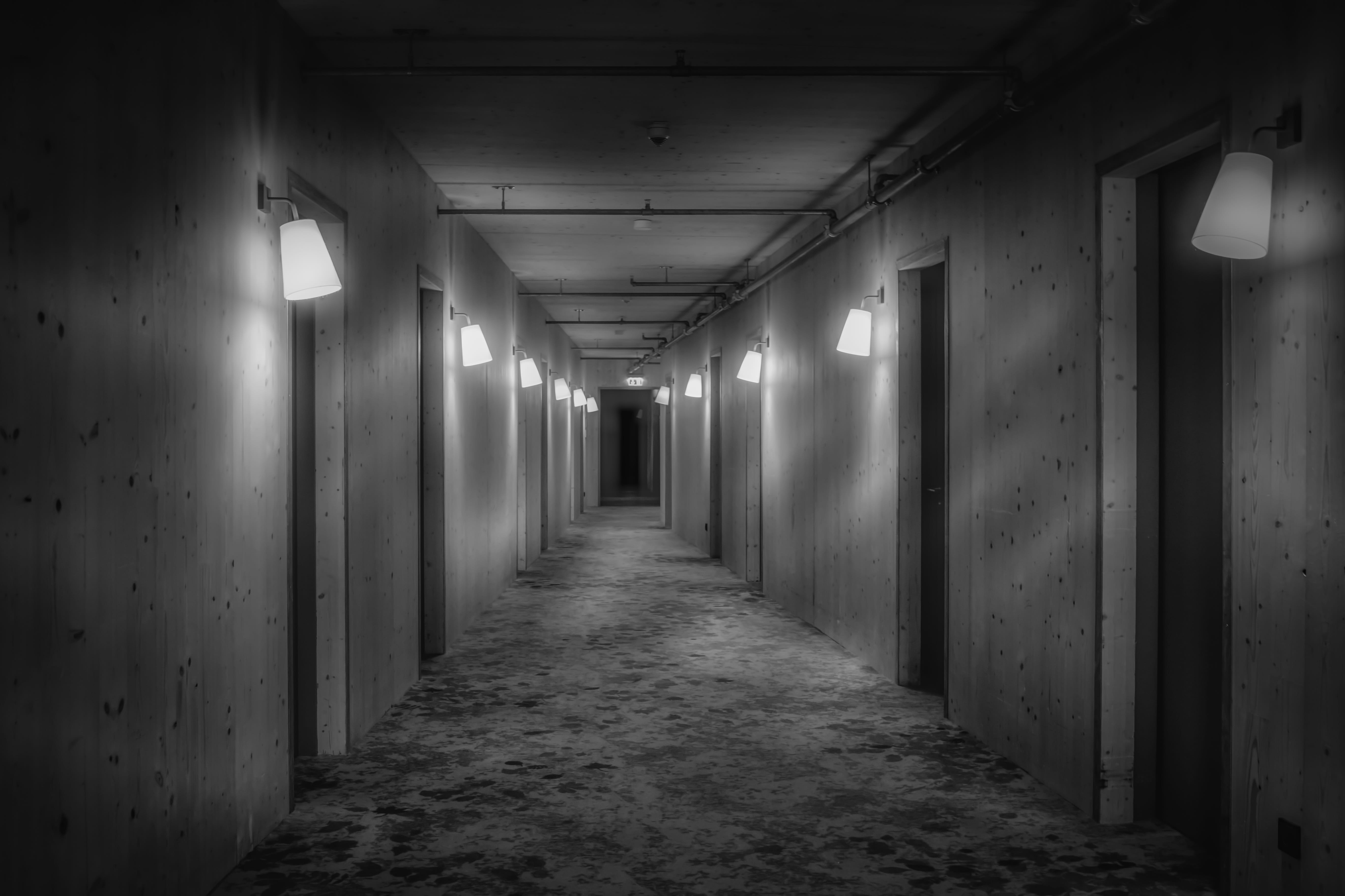 corridor, in a row, soft, light, hotel, arcade, no people, 5K, long, light fixture, diminishing perspective, direction, wall - building feature, building, HD Wallpaper