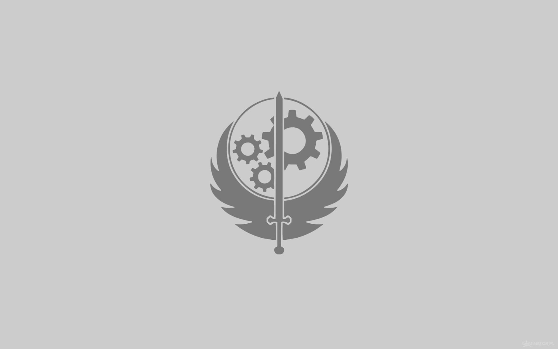 copy space, low angle view, still life, time, Fallout, hanging, light fixture, simple background, ceiling, white background, Brotherhood of Steel, logo, HD Wallpaper
