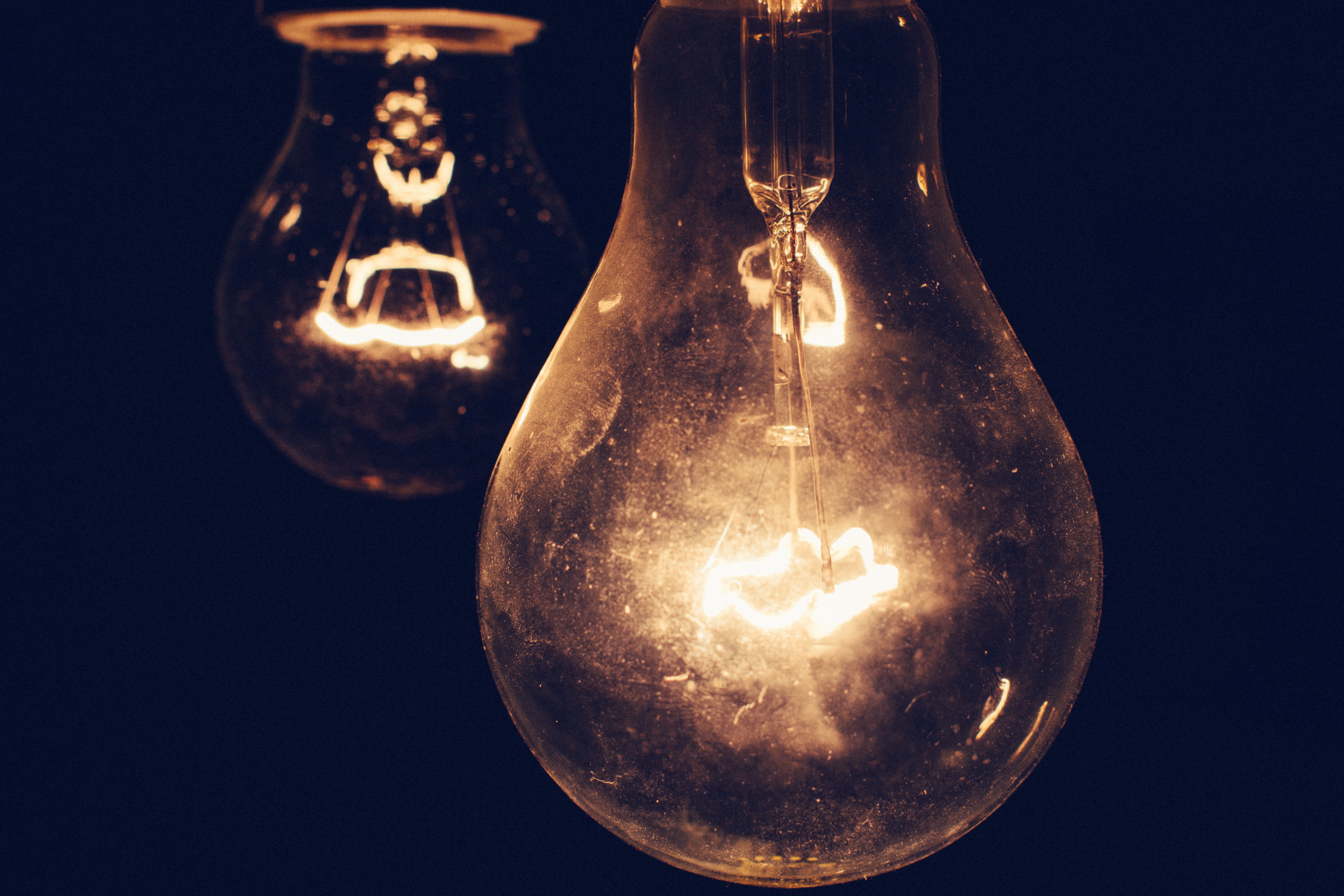 5K, lighted, electric light, glass, studio shot, idea, single object, research, glowing, two, illuminated, dust, lights, electricity, no people, power supply, HD Wallpaper