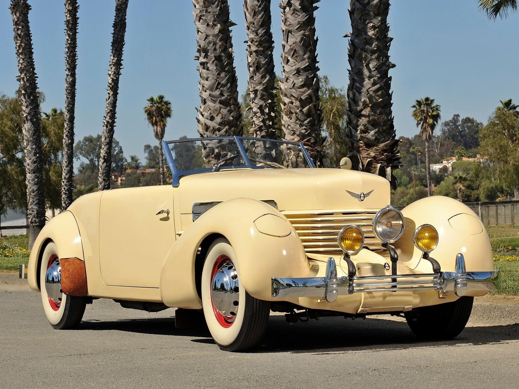 pickup, antique, classic, palm, 1937, cord, vintage, brown, bentley, tree, 1080P, cars, elegant, luxury, truck, phaeton, HD Wallpaper