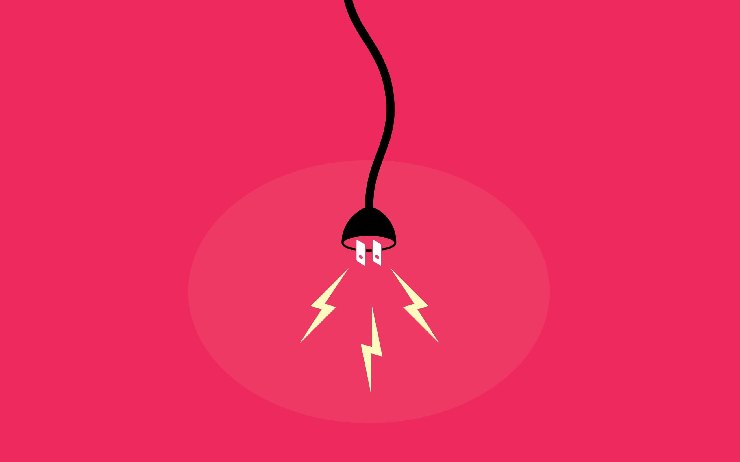 illuminated, hanging, electric, shape, connection, no people, communication, circle, electricity, pink color, minimalism, technology, equipment, illustration, HD Wallpaper