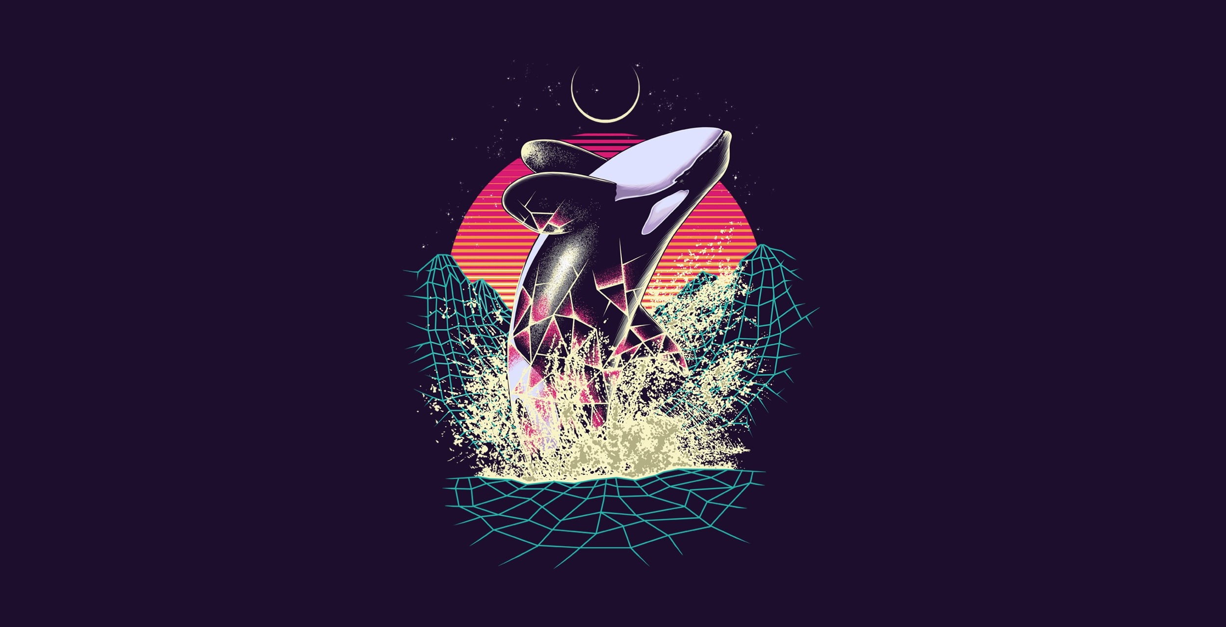 minimalism, simple background, orca, artwork, animals, 1080P, HD Wallpaper