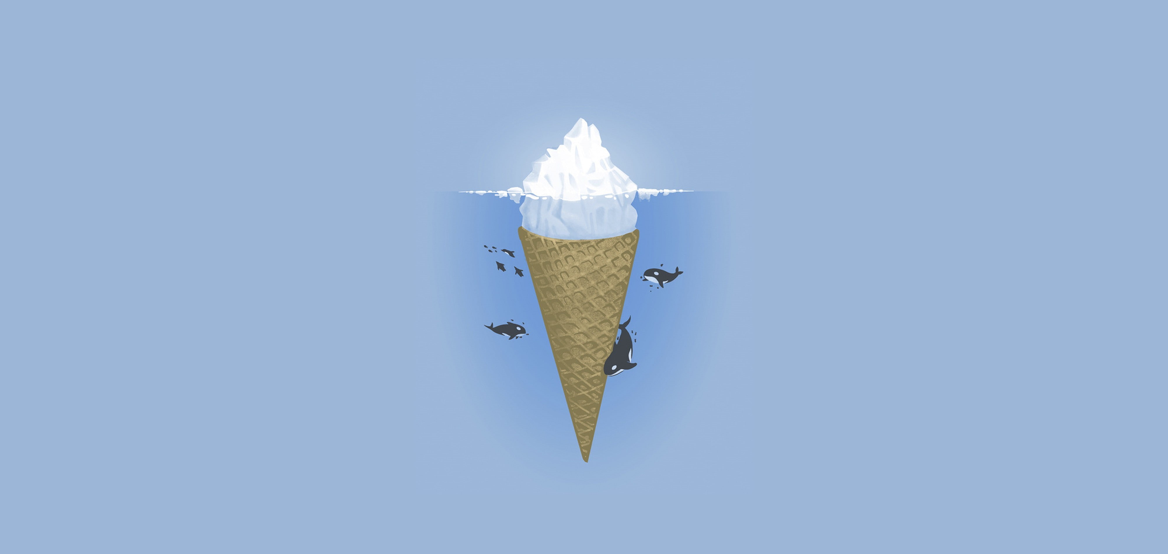 ice cream, 4K, minimalism, orca, HD Wallpaper