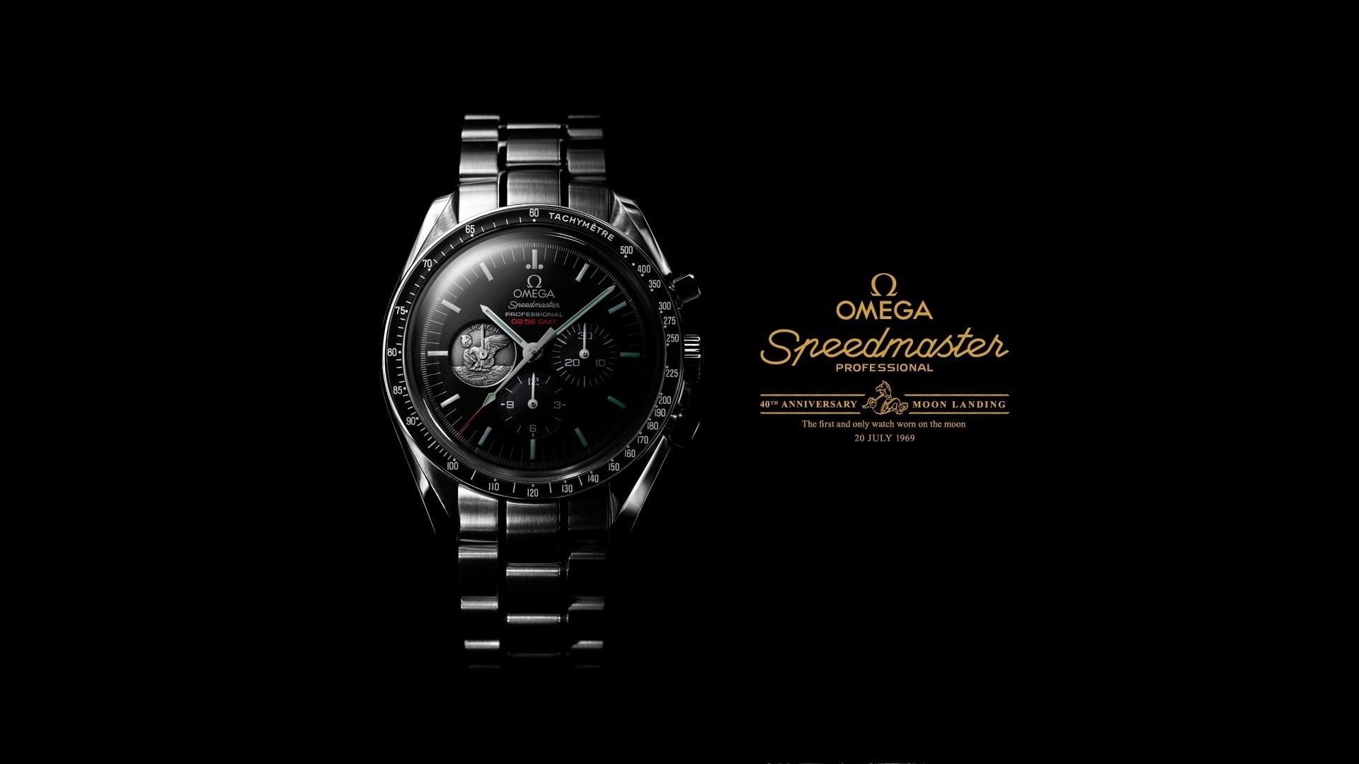stopwatch, steel, wrist, watch, silver - Metal, number, sign, timer, clock Face, single Object, business, black Background, chrome, moon landing watch, HD Wallpaper