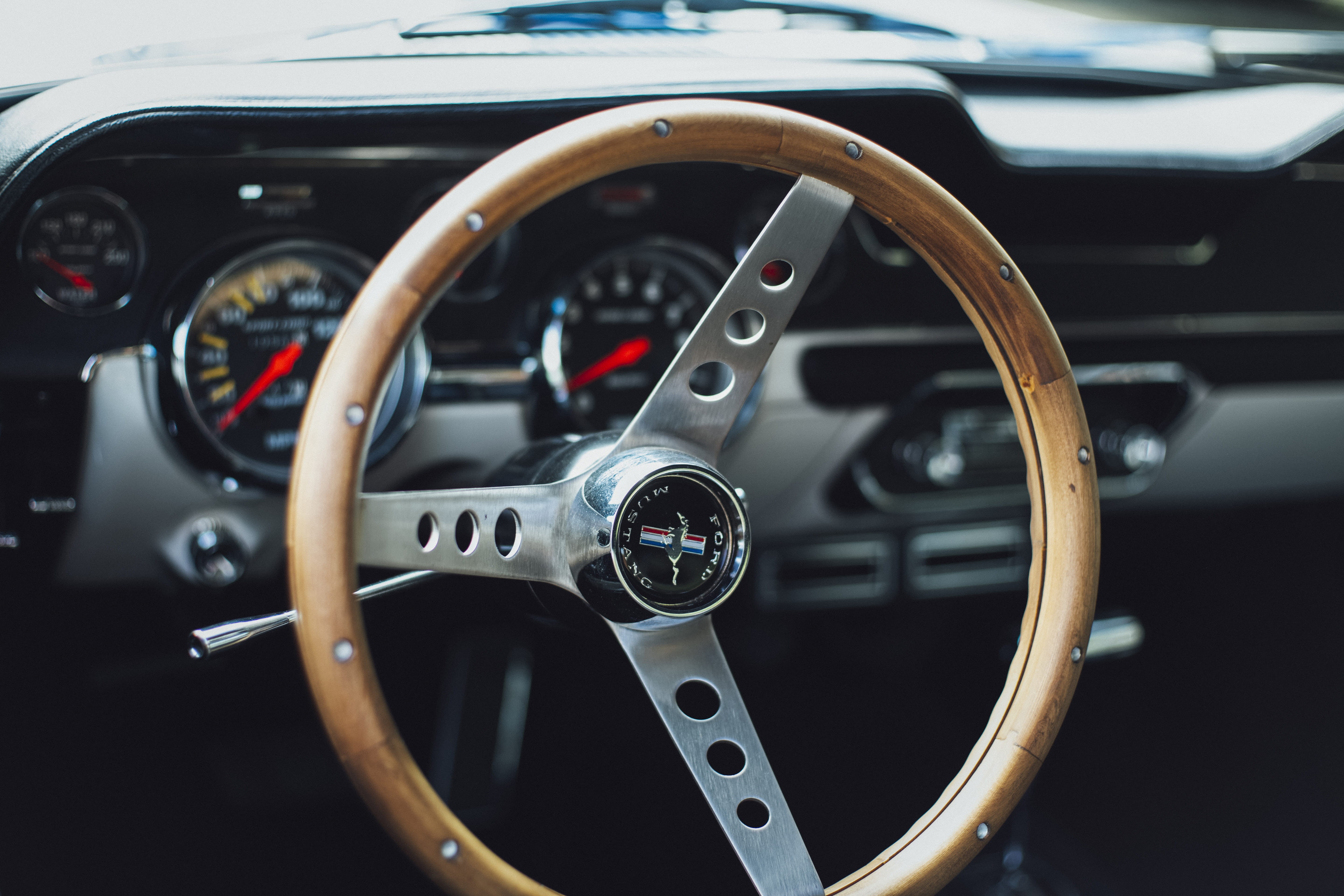 classic, control panel, mustang, mode of transportation, motor vehicle, metal, 5K, ford mustang, wheel, luxury, vehicle, dashboard, close-up, close, land vehicle, HD Wallpaper