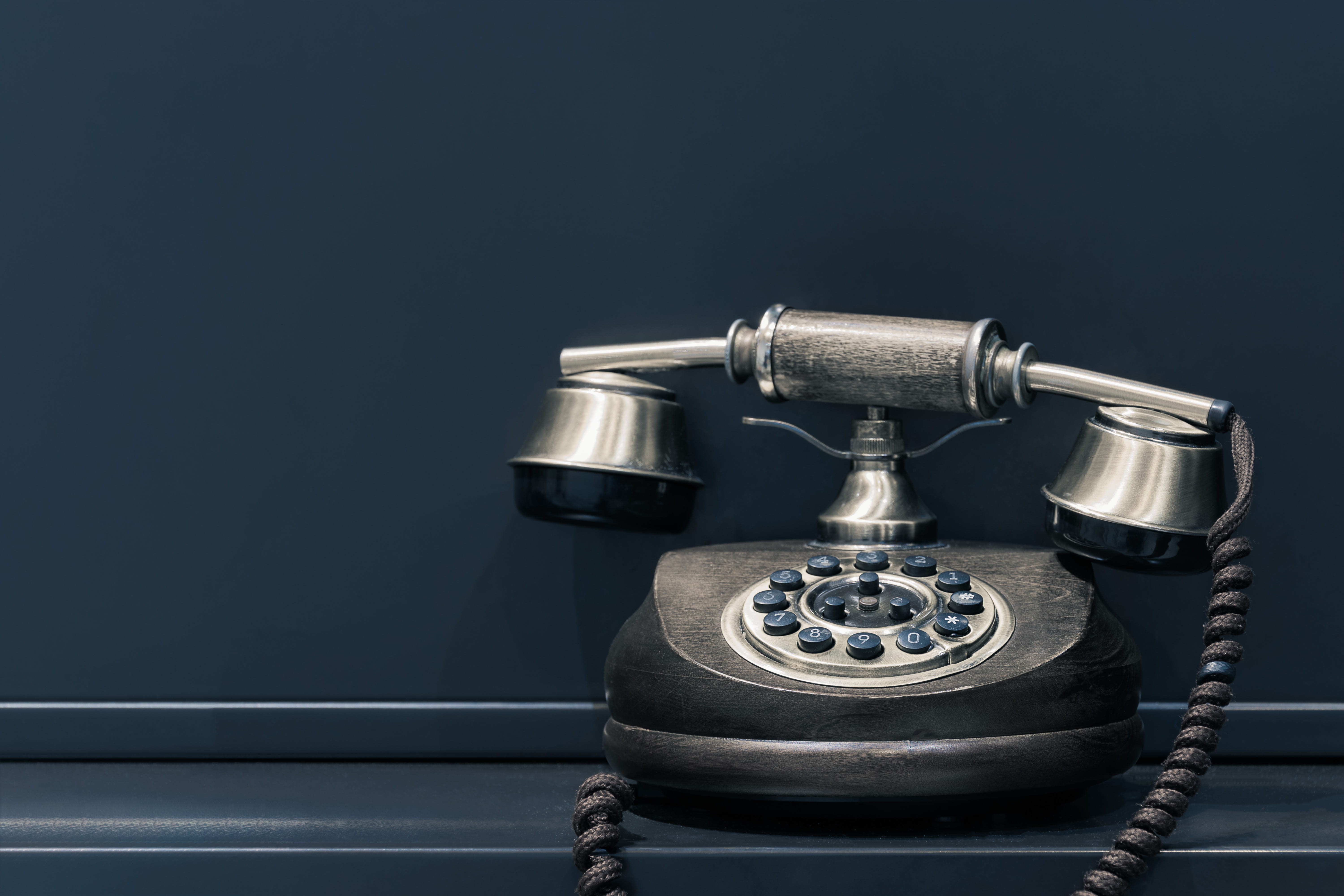 copy space, rotary, receiver, antique, landline phone, technology, wall, switch hook, interior design, indoors, communication, black, transmitter, telephone, HD Wallpaper