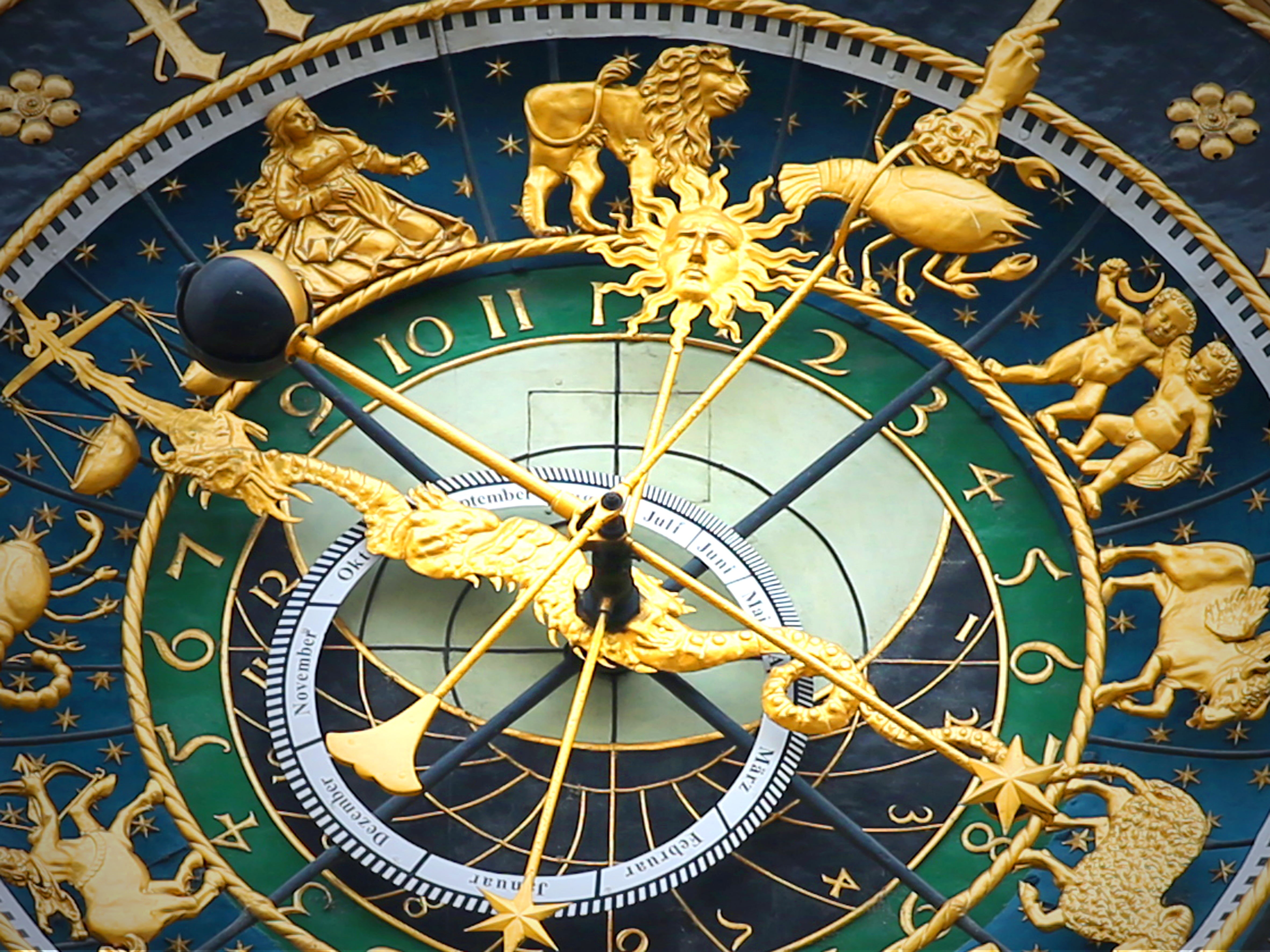 nature, horology, colored, clock Face, gold Colored, travel destinations, zodiac ring, low angle view, architecture, minute hand, clock tower, time indicating, HD Wallpaper