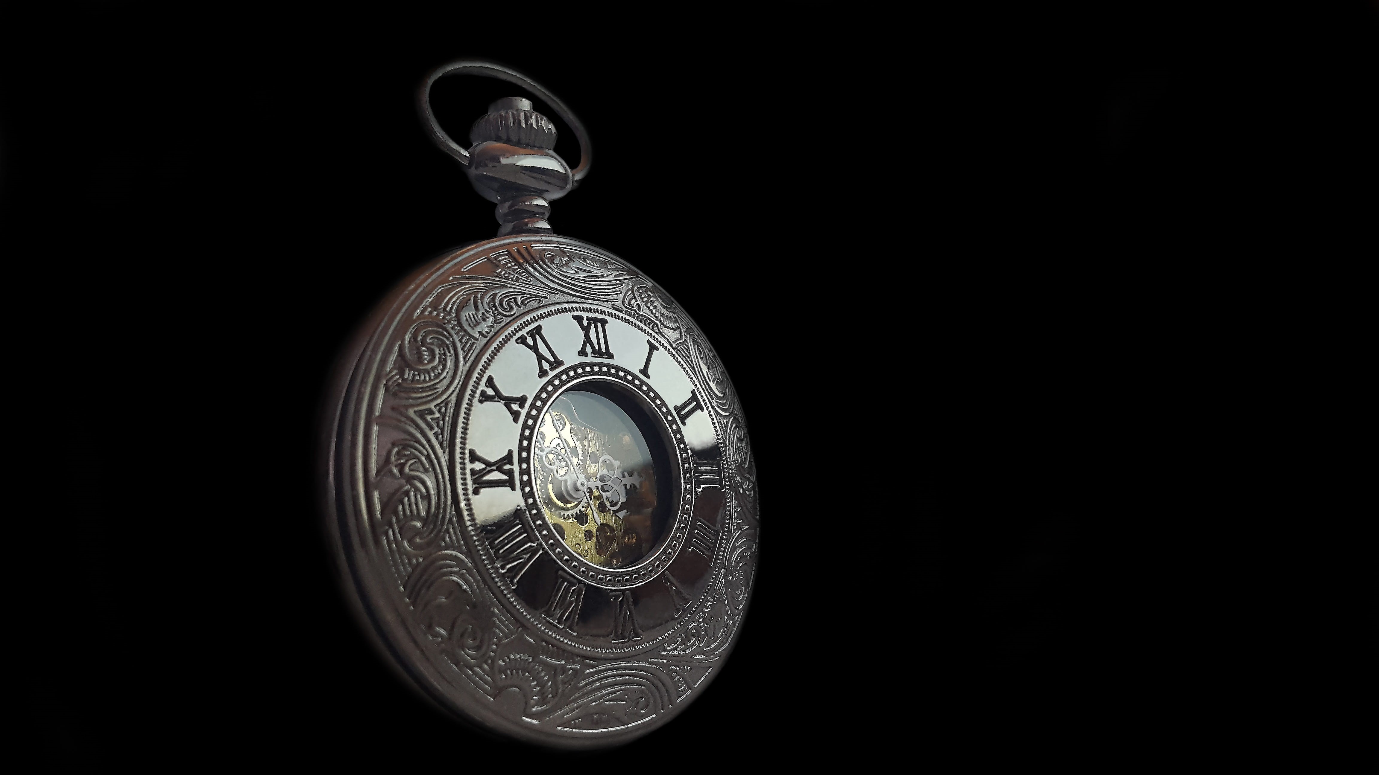 antique, black background, watches, pocket, old-fashioned, time of, shine, old, glass - material, silver colored, retro styled, hours, colored, time indicating, HD Wallpaper