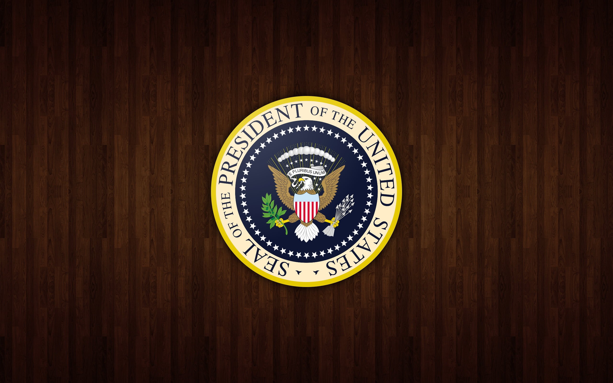 seal, clock, architecture, single object, wood grain, logo, ornate, gear, states, shape, backgrounds, wood - material, 2K, presidents, no people, s, united, HD Wallpaper