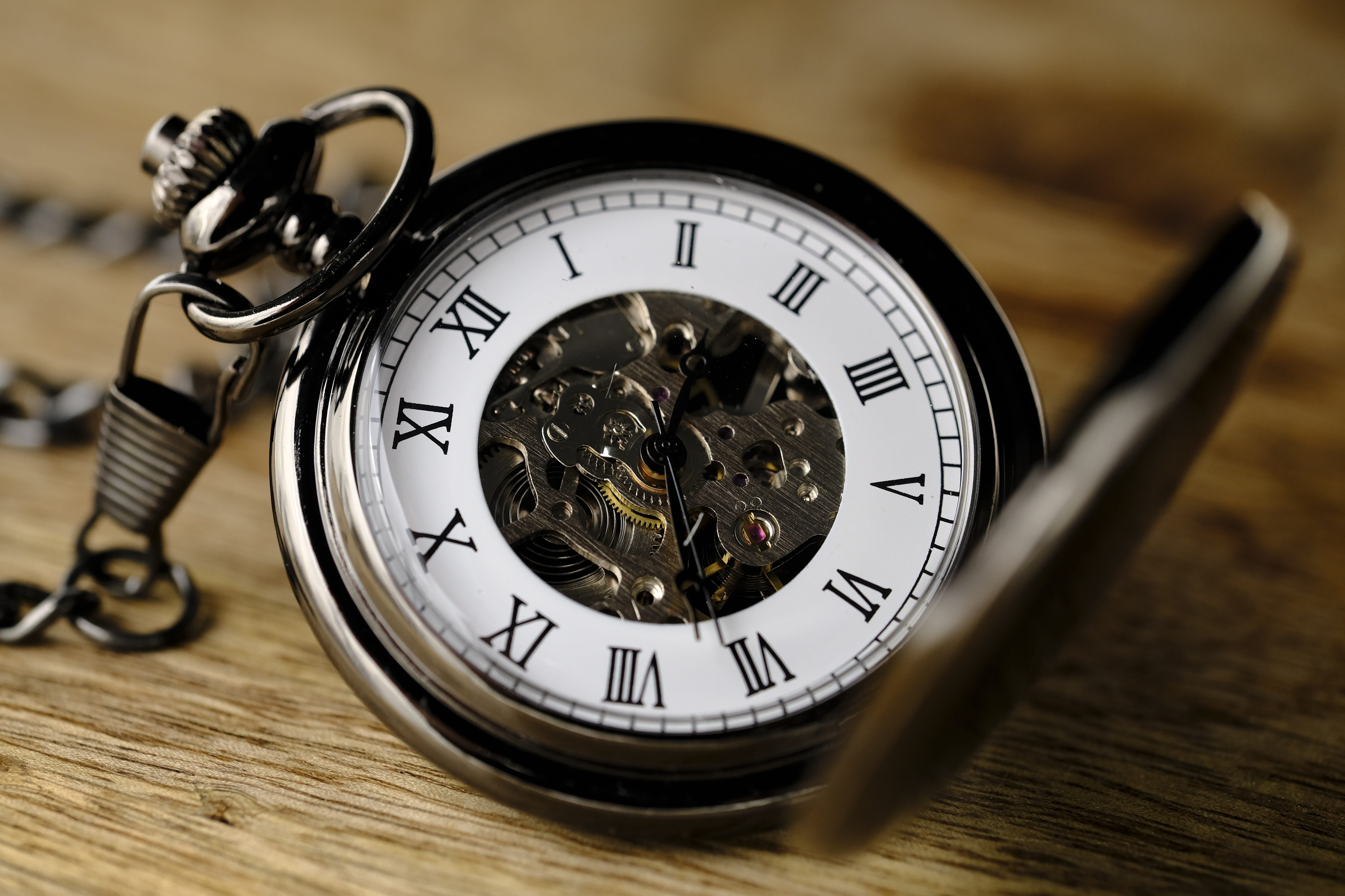 close-up, colored, table, clock, silver, time, accuracy, art, wood - material, pocket, vintage, instrument of time, single object, number, old, still life, HD Wallpaper