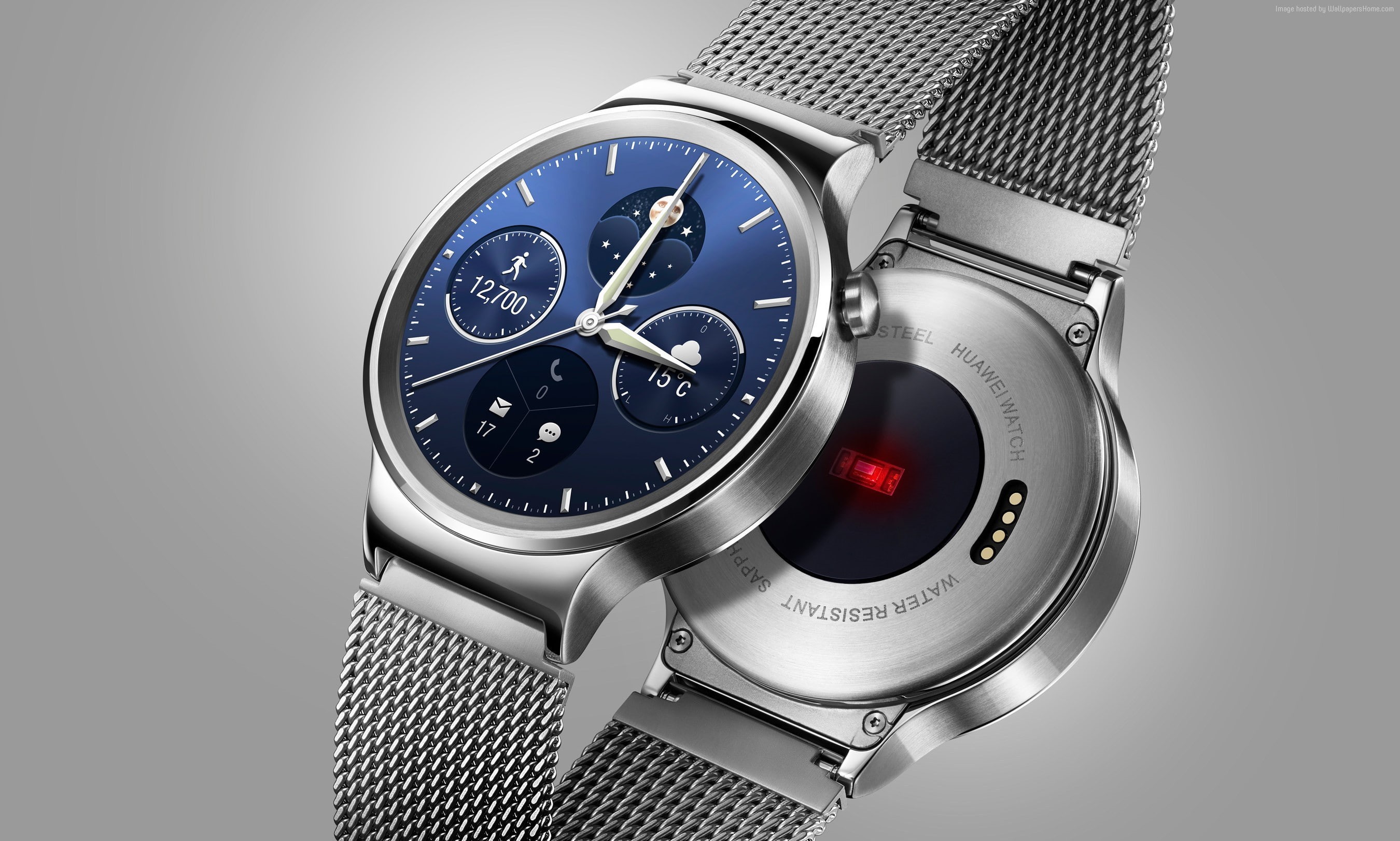 chrome, time, clock, best smartwatches, checking the time, 2K, silver - metal, accuracy, timer, Huawei Watch 2, watch, silver colored, personal accessory, HD Wallpaper