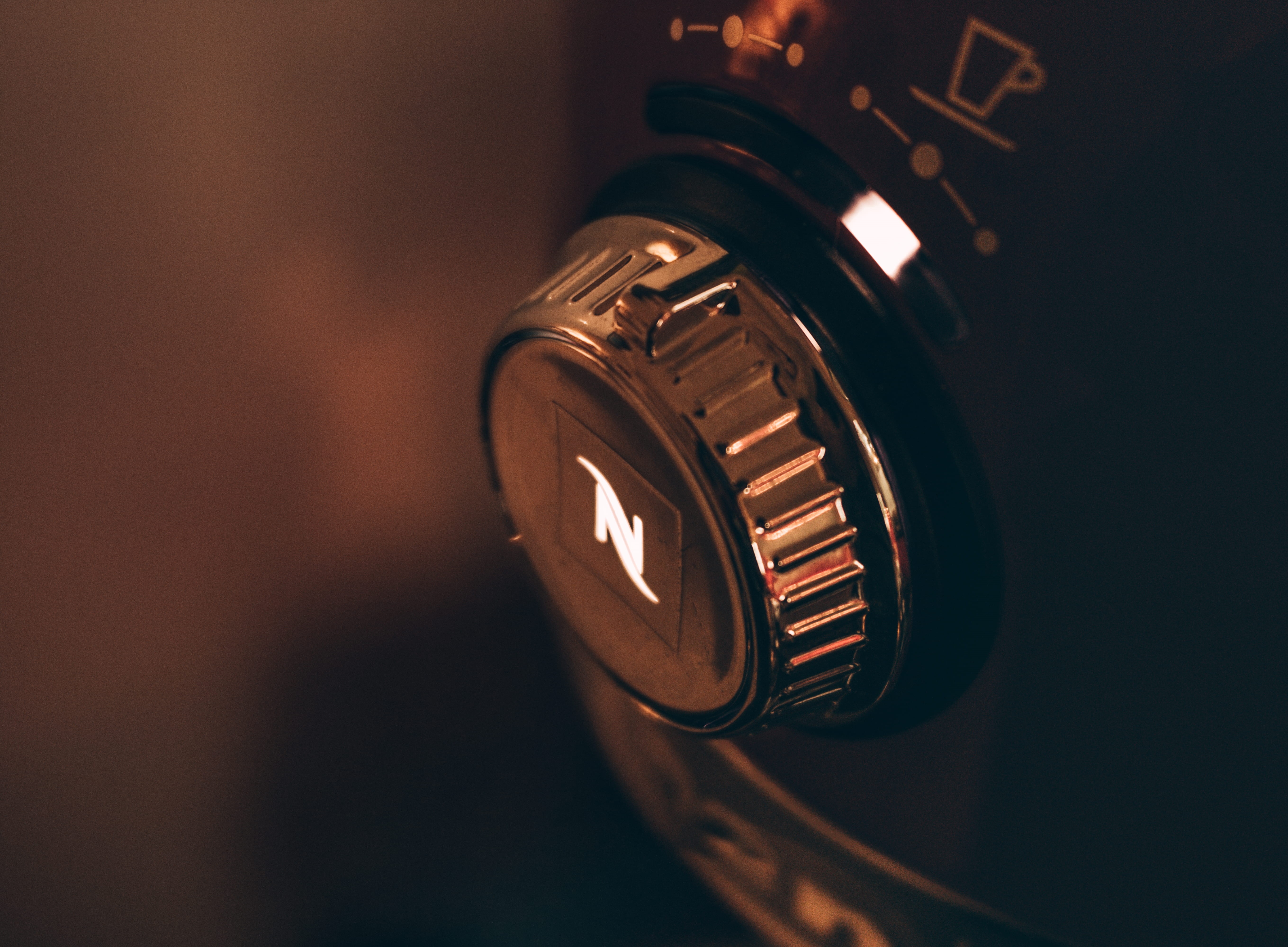 photo, single object, retro styled, studio shot, copy space, illuminated, coffee machine, headphones, lens - optical instrument, technology, indoors, black color, HD Wallpaper