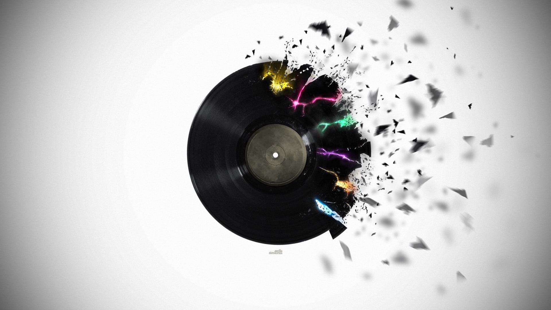 digital art, vinyl, colorful, nature, retro styled, full frame, white background, music, no people, motion, studio shot, ink, high angle view, 1080P, illustration, HD Wallpaper