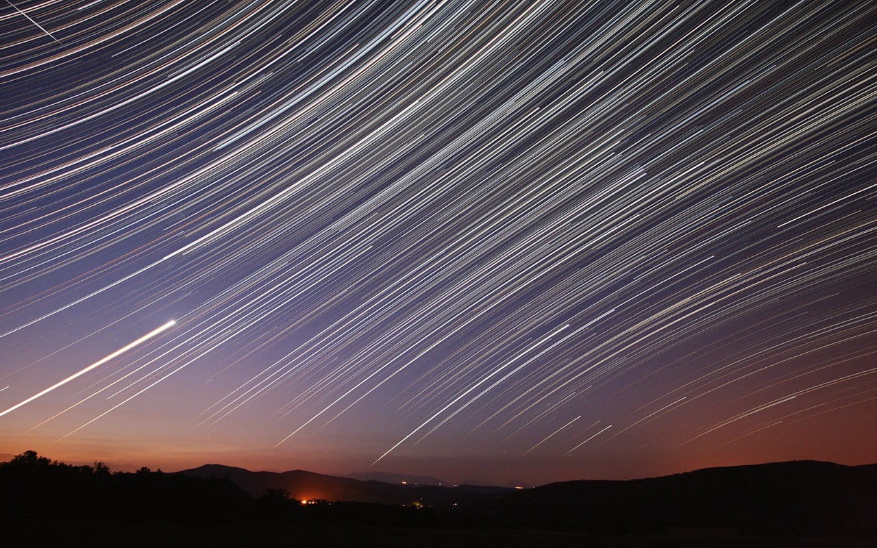 night, star trail, tranquility, scenics - nature, illuminated, environment, galaxy, outdoors, star - space, long exposure, 720P, astronomy, tranquil scene, HD Wallpaper