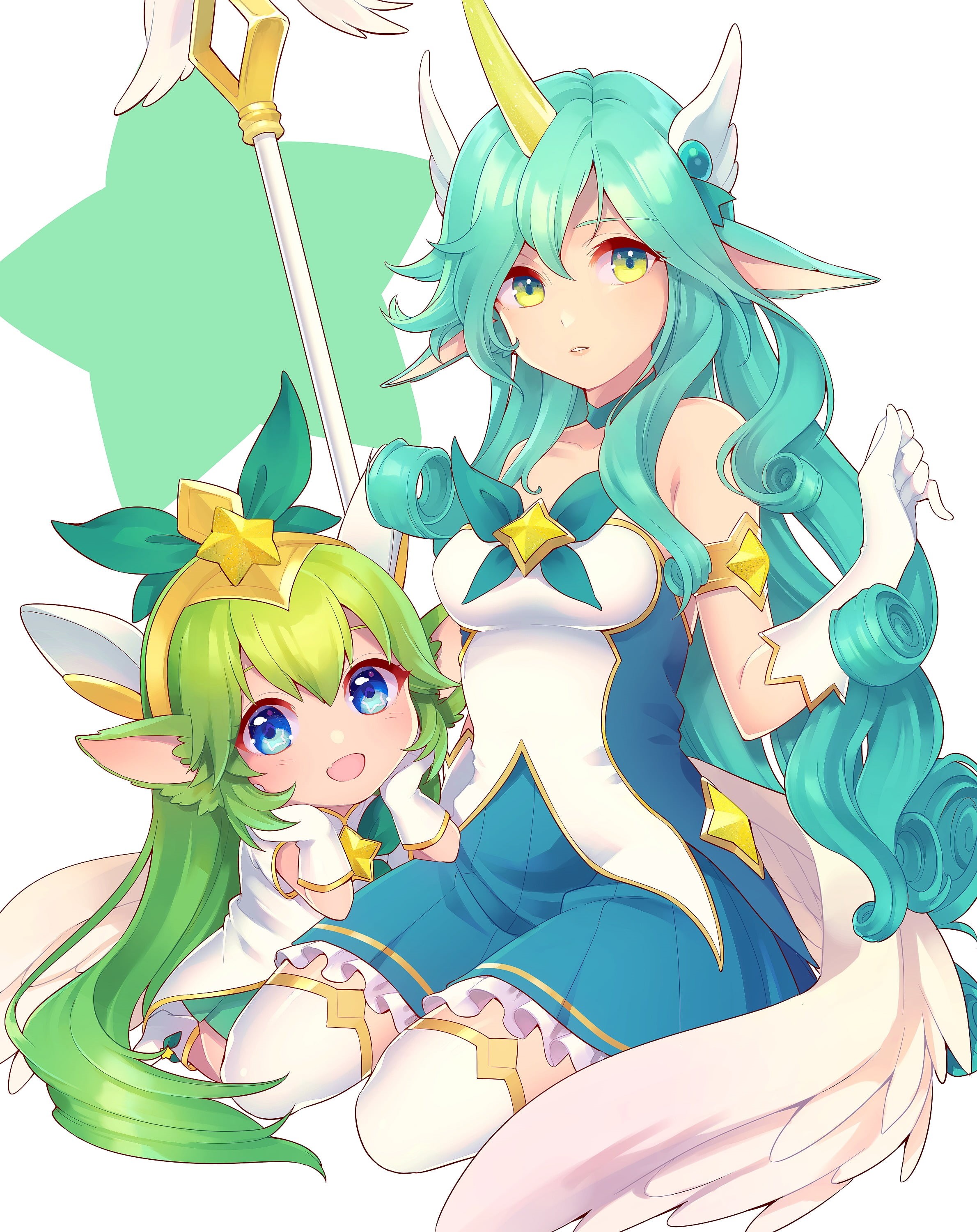 happiness, Soraka (League of Legends), people, League of Legends, green color, cute, adult, women, nature, child, females, Star Guardian Soraka, lifestyles, Phone HD Wallpaper