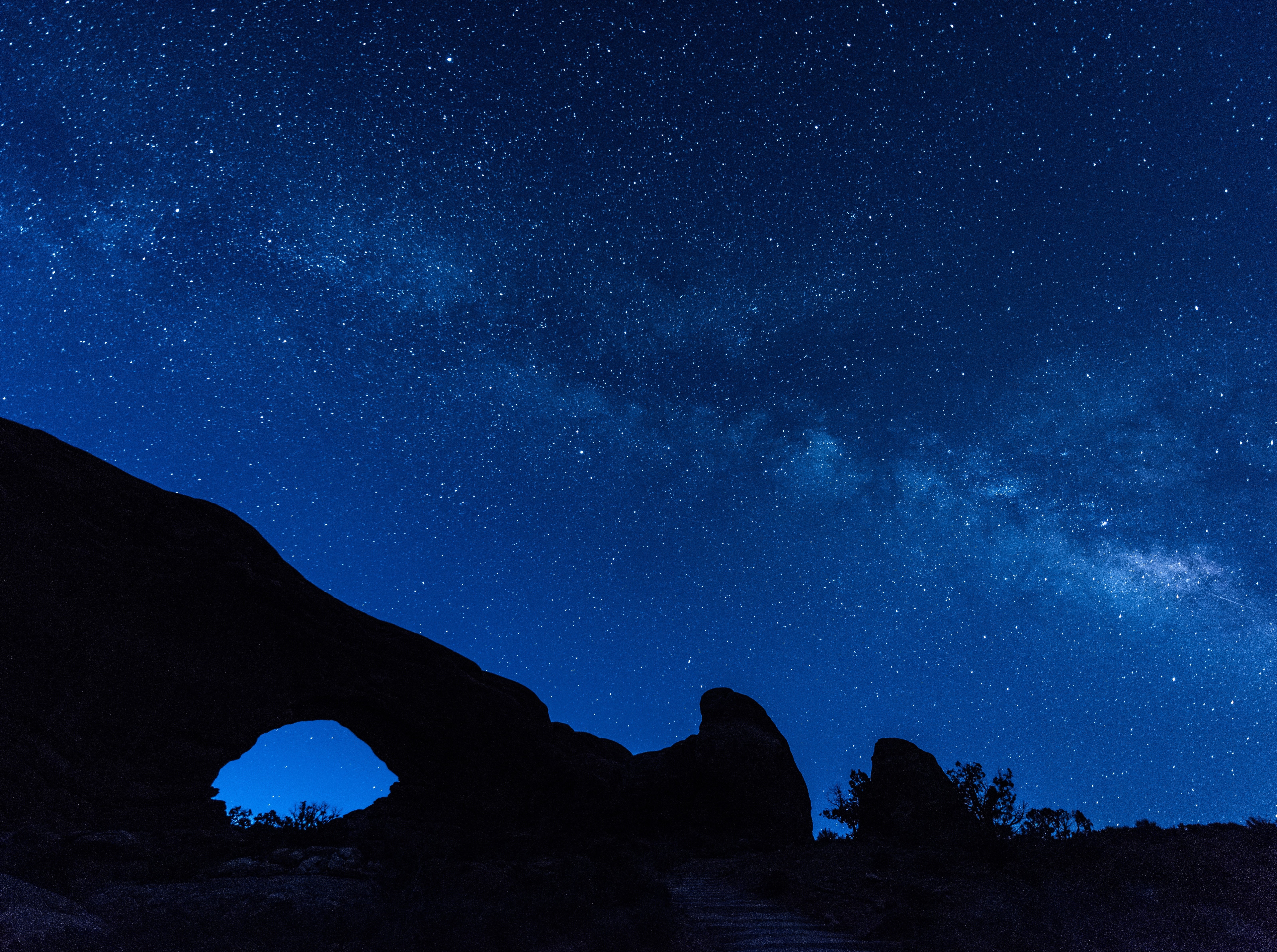 sky, mountain, arches, milkyway, southwindow, Vacation, galaxy, tourism, way, Adventure, milky way, Utah, dark, rock, star field, unitedstates, Window, HD Wallpaper