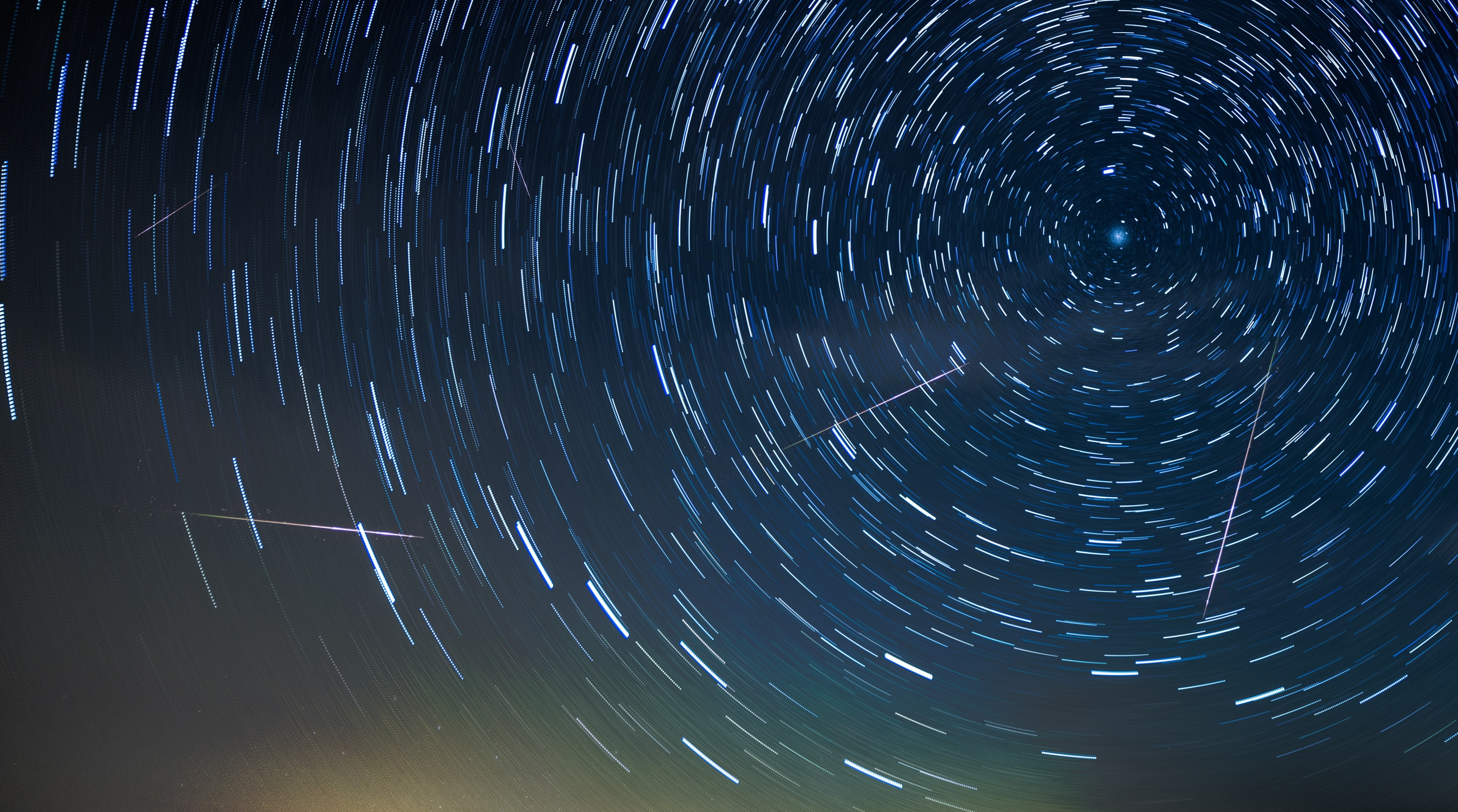 star field, star trail, tranquility, orbiting, night, space and astronomy, star, circular, shootingstars, Horizon, concentric, astrology, constellation, HD Wallpaper