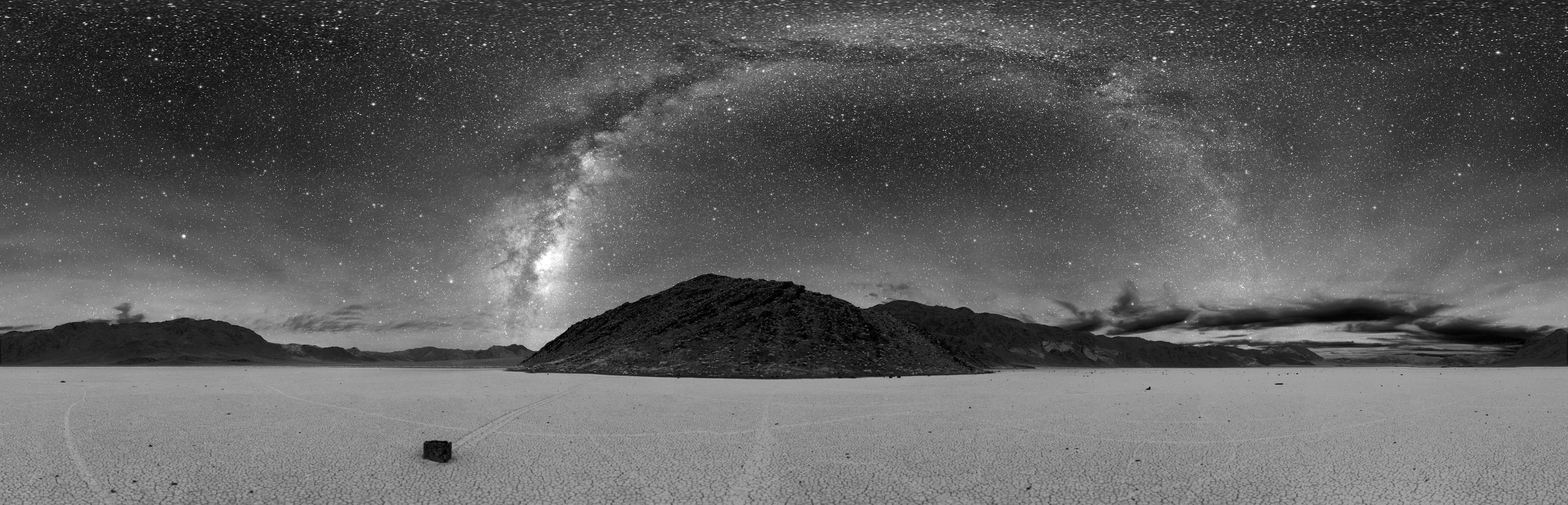 landscape, water, environment, panorama, 4K, scenics, death, galaxy, land, space, astrophotography, Death Valley National Park, mountain range, star - space, HD Wallpaper