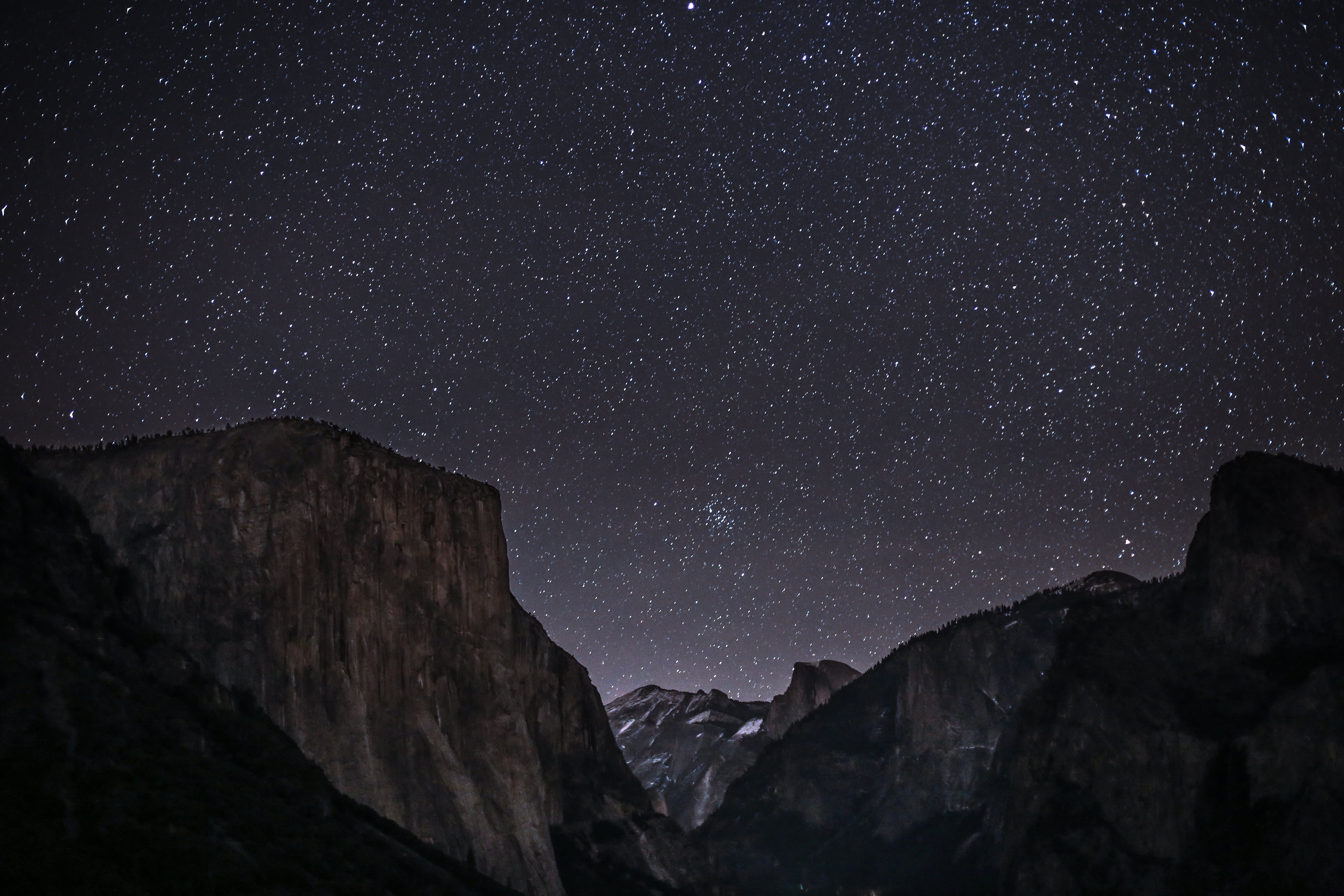 night  sky, mountain Peak, milky Way, yosemite, sky, astronomy, star - Space, Photo, nebula, stars, M44, clear, landscape, dark, Tunnel View, Beehive Cluster, HD Wallpaper