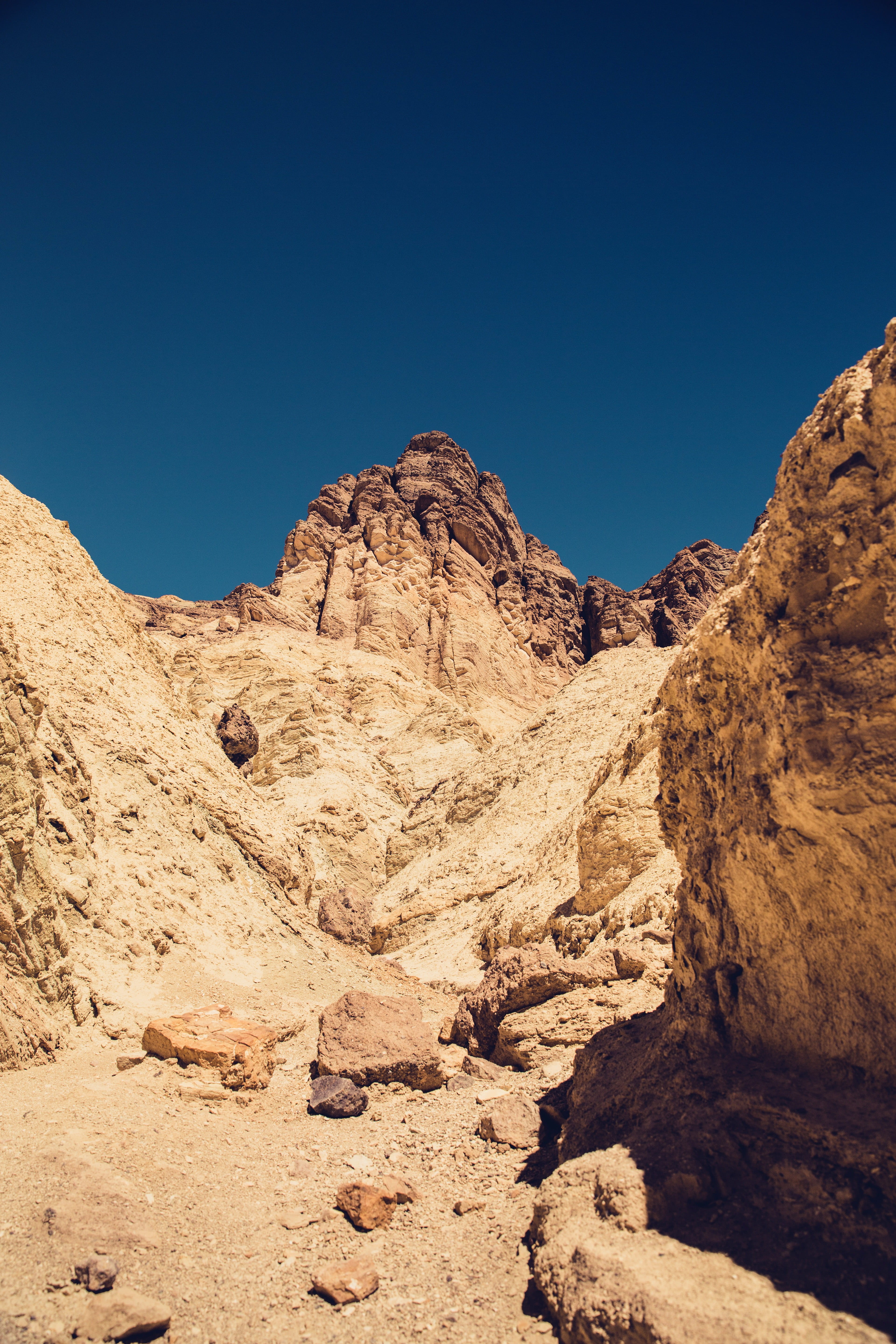 blue, in Death, Death Valley National Park, Rocks, valley, landscape, sunlight, rock, semi-arid, sandstone, Nevada, stone - Object, non-urban scene, eroded, Phone HD Wallpaper