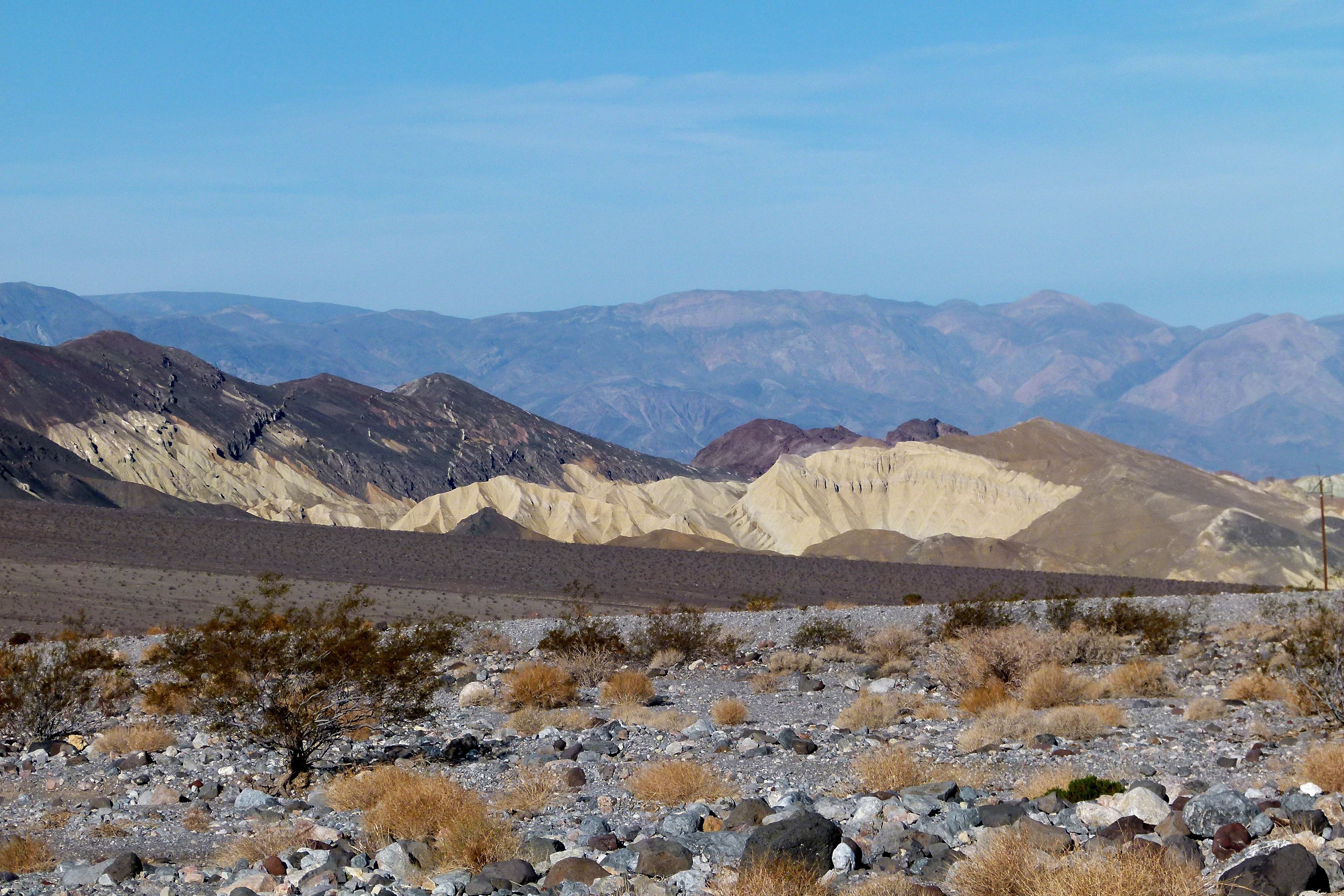 geology, sky, beauty in nature, physical geography, death, scenics - nature, non-urban scene, dry, day, desert, United States, national, tranquility, Zabriskie point, HD Wallpaper